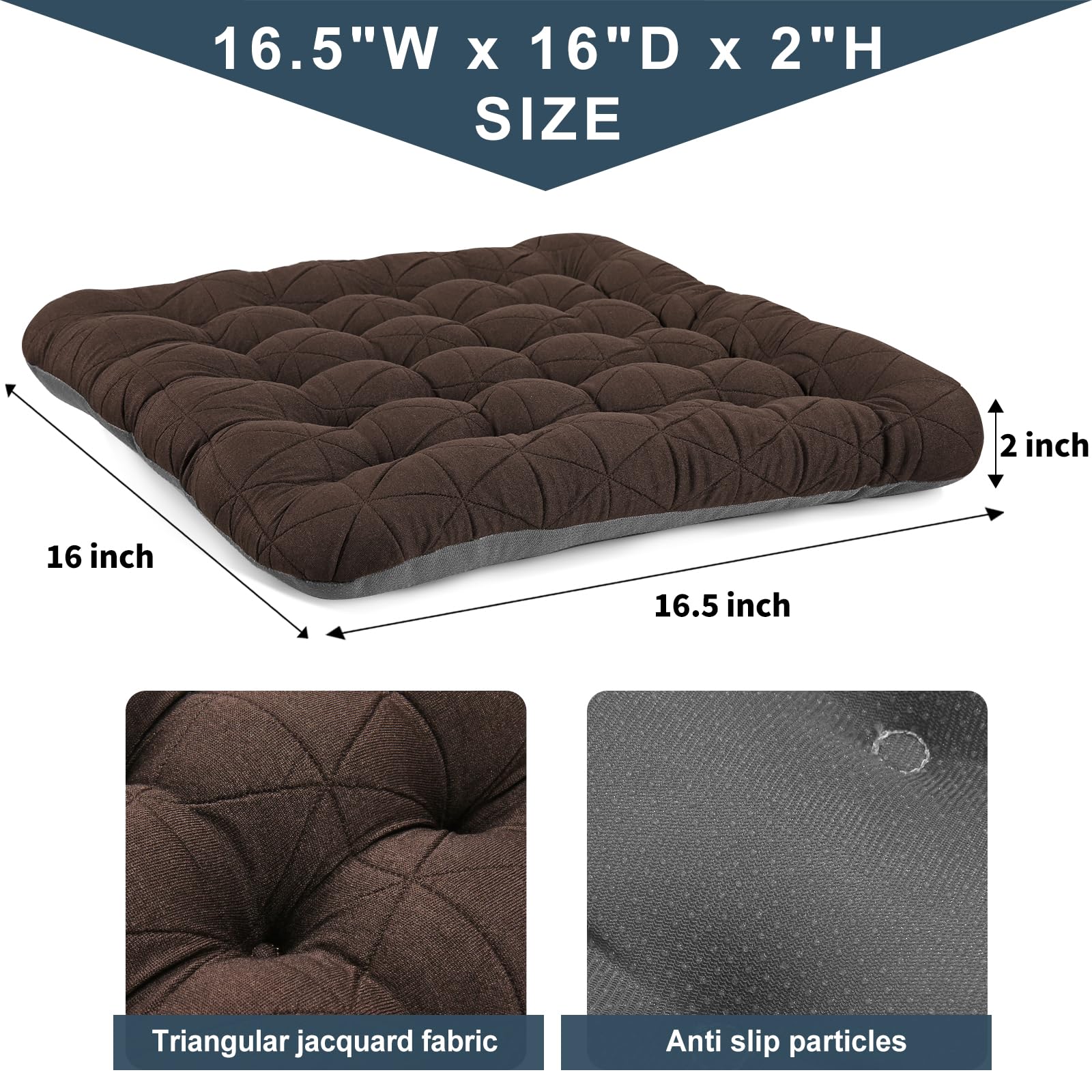 Premium Office Chair Cushion with Lumbar Support - Luxury Jacquard Seat Cushion with Anti-Slip Silicone Base - Ergonomic Comfort for Desk, Gaming & Kitchen Chairs (Brown) - Perfect for Home Office, Work & Long Sitting Sessions