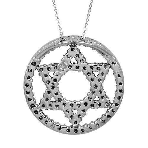 14K Solid White Gold Women's Diamond Star of David Pendant Necklace - 1.25 Carat Total Weight - Perfect for Hanukkah Gifts, Jewish Celebrations & Everyday Elegance