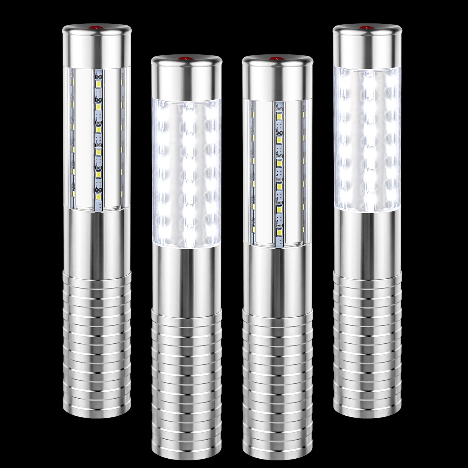Rechargeable LED Strobe Baton Light - Bright Champagne Bottle Topper for Bars, Nightclubs, Weddings & Concerts | Handheld Party Light for DJs, Bartenders & Event Servers | Perfect for Cocktail Service & Dance Floor Lighting (4-Pack)