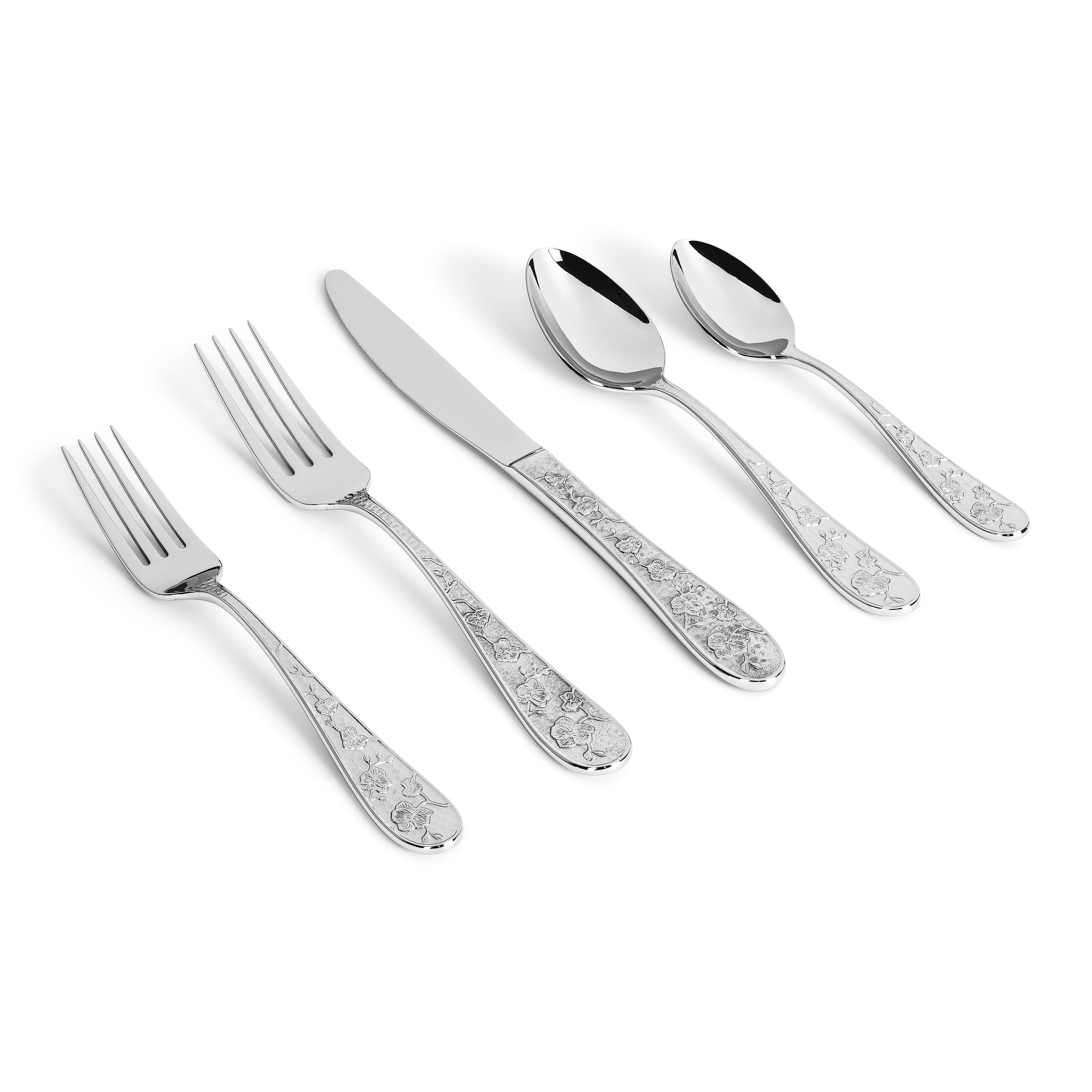 Premium Orchid Flatware Set - 18/10 Stainless Steel Silverware Set with Elegant Floral Design - Perfect for Wedding Gifts, Fine Dining & Special Occasions