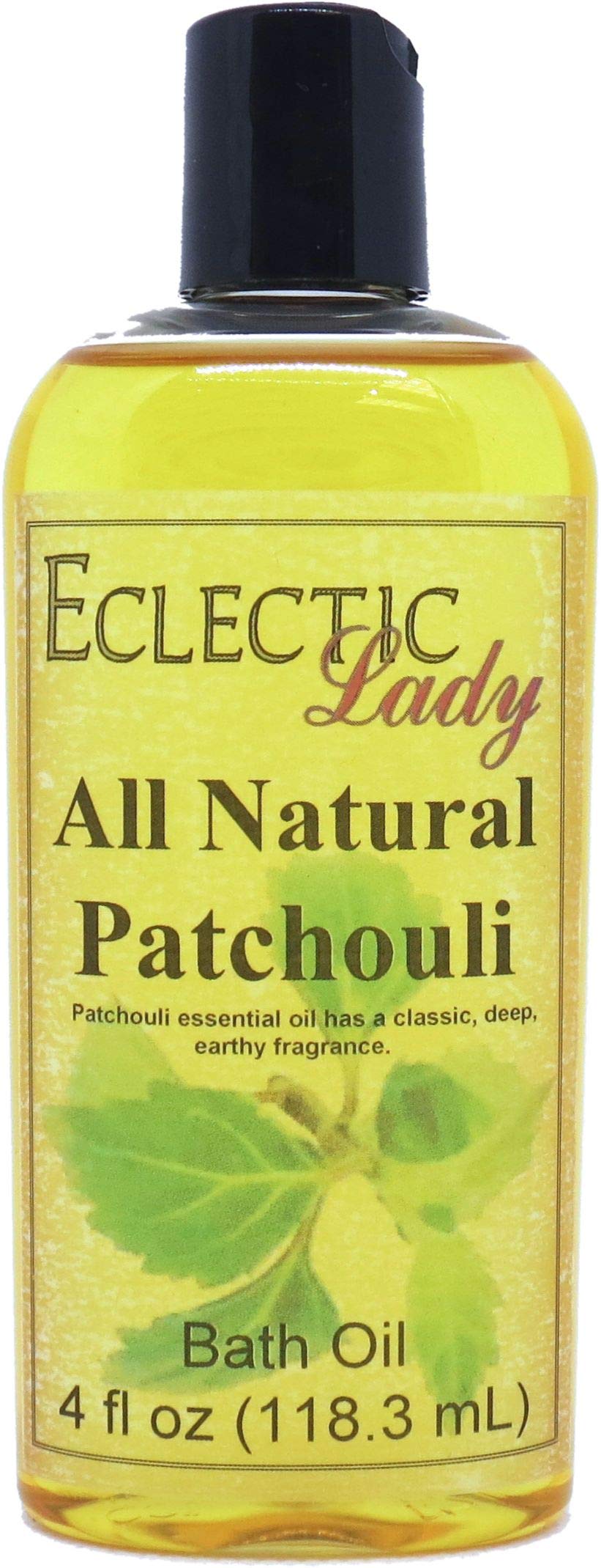 Eclectic Lady Patchouli Scented Bath Oil - Relaxing & Moisturizing Body Oil for Dry, Rough & Sensitive Skin - Daily Nourishing Shower Oil (4 oz) - Perfect for Aromatherapy, Spa Days & Self-Care Rituals