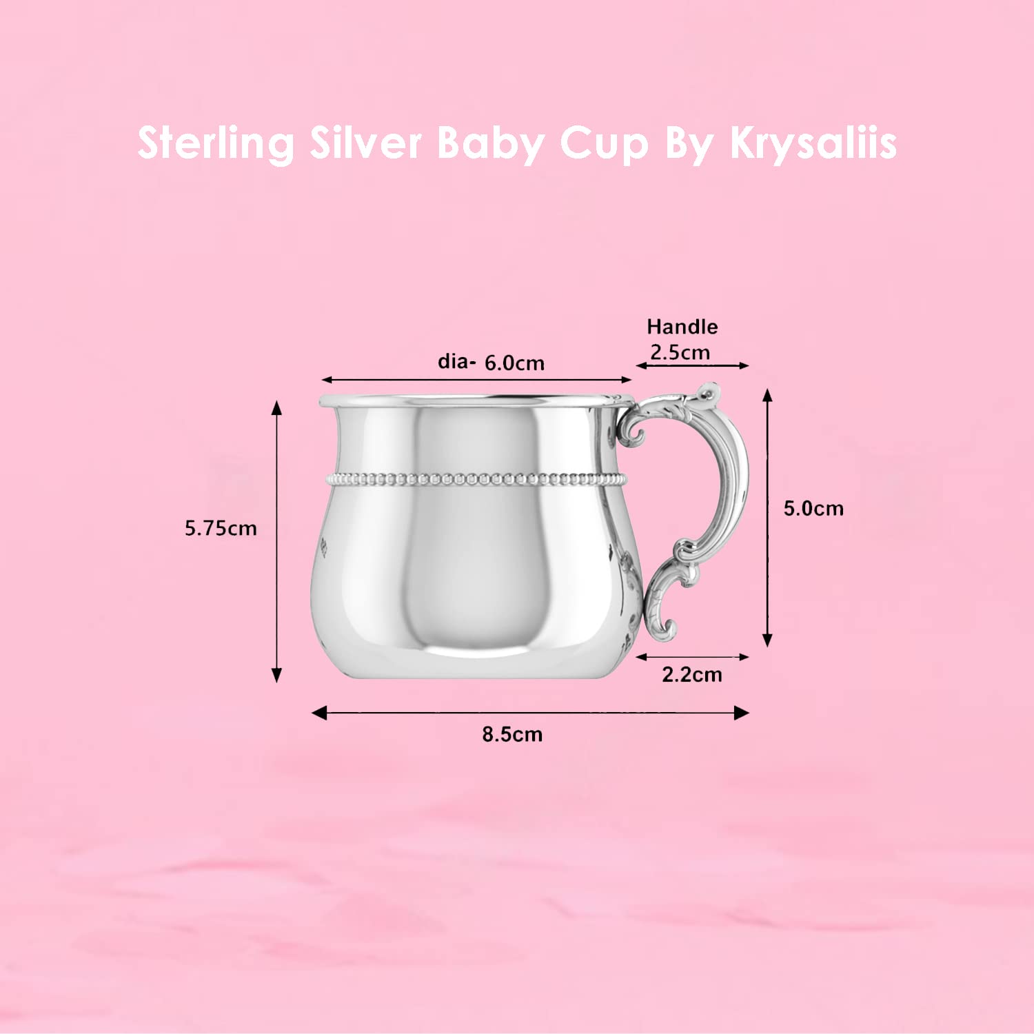 Sterling Silver Classic Bulge Beaded Cup - Engravable Personalized Keepsake Gift for Anniversary, Wedding & Special Occasions - Premium Gift Box Packaging - Non-Tarnishing Elegant Cup for Home Decor & Tea Time