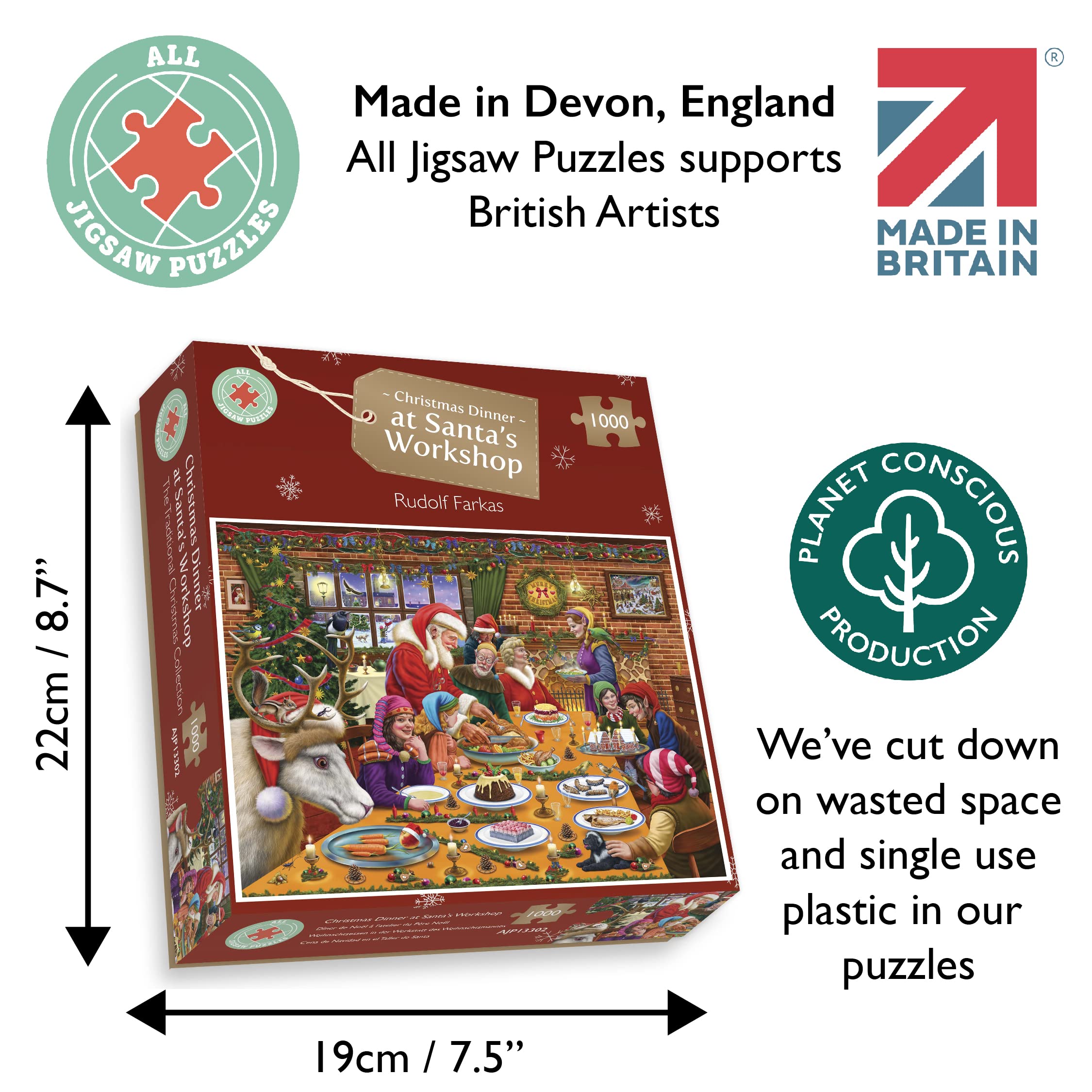 1000 Piece Christmas Dinner at Santa's Workshop Jigsaw Puzzle for Adults - Challenging Festive Holiday Puzzle Gift for Family Game Night & Winter Decor