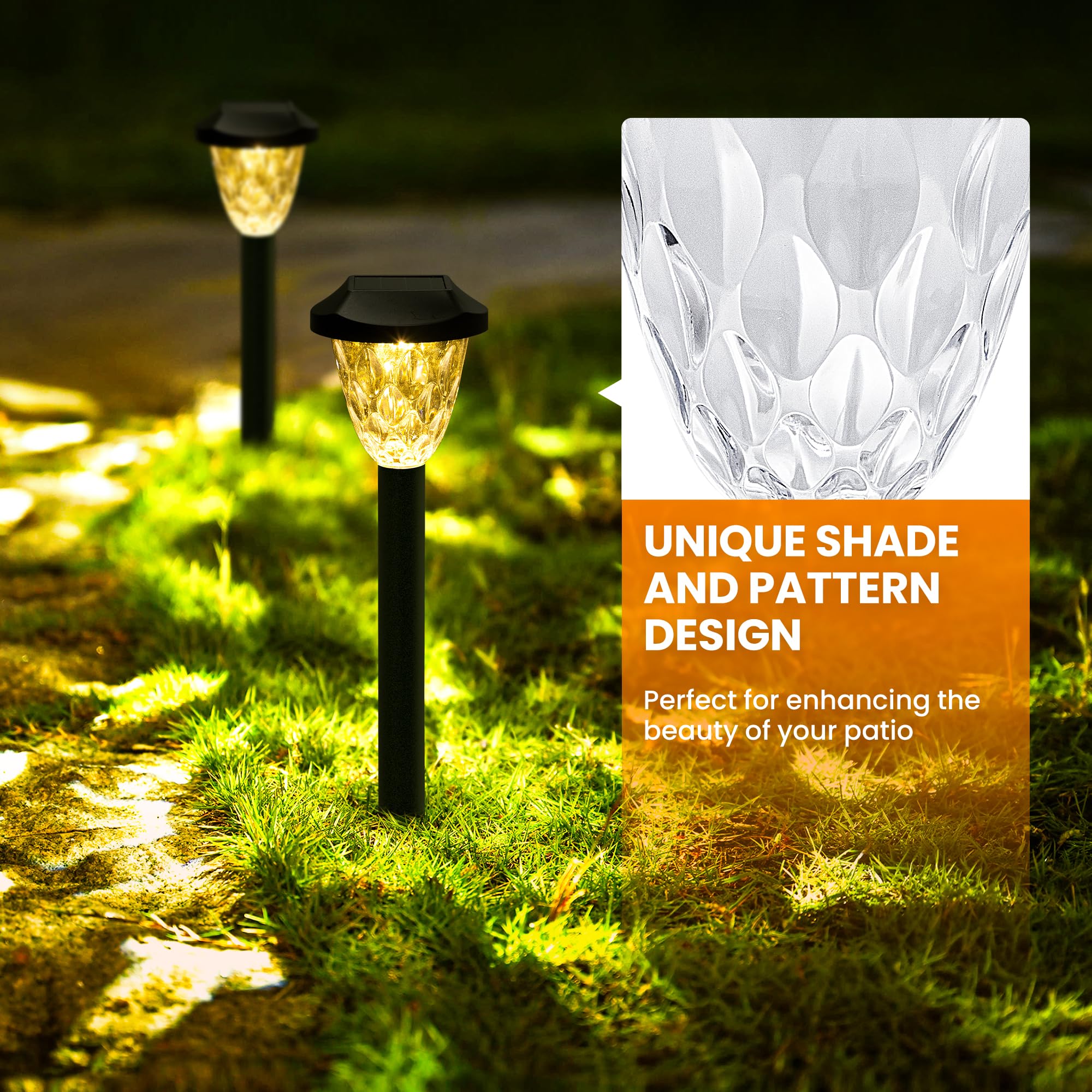 GIGALUMI 8 Pack Solar Pathway Lights Outdoor - Waterproof Auto On/Off Solar Garden Lights for Yard, Walkway, Driveway & Lawn - Perfect for Landscape Lighting, Patio Decor & Backyard Illumination