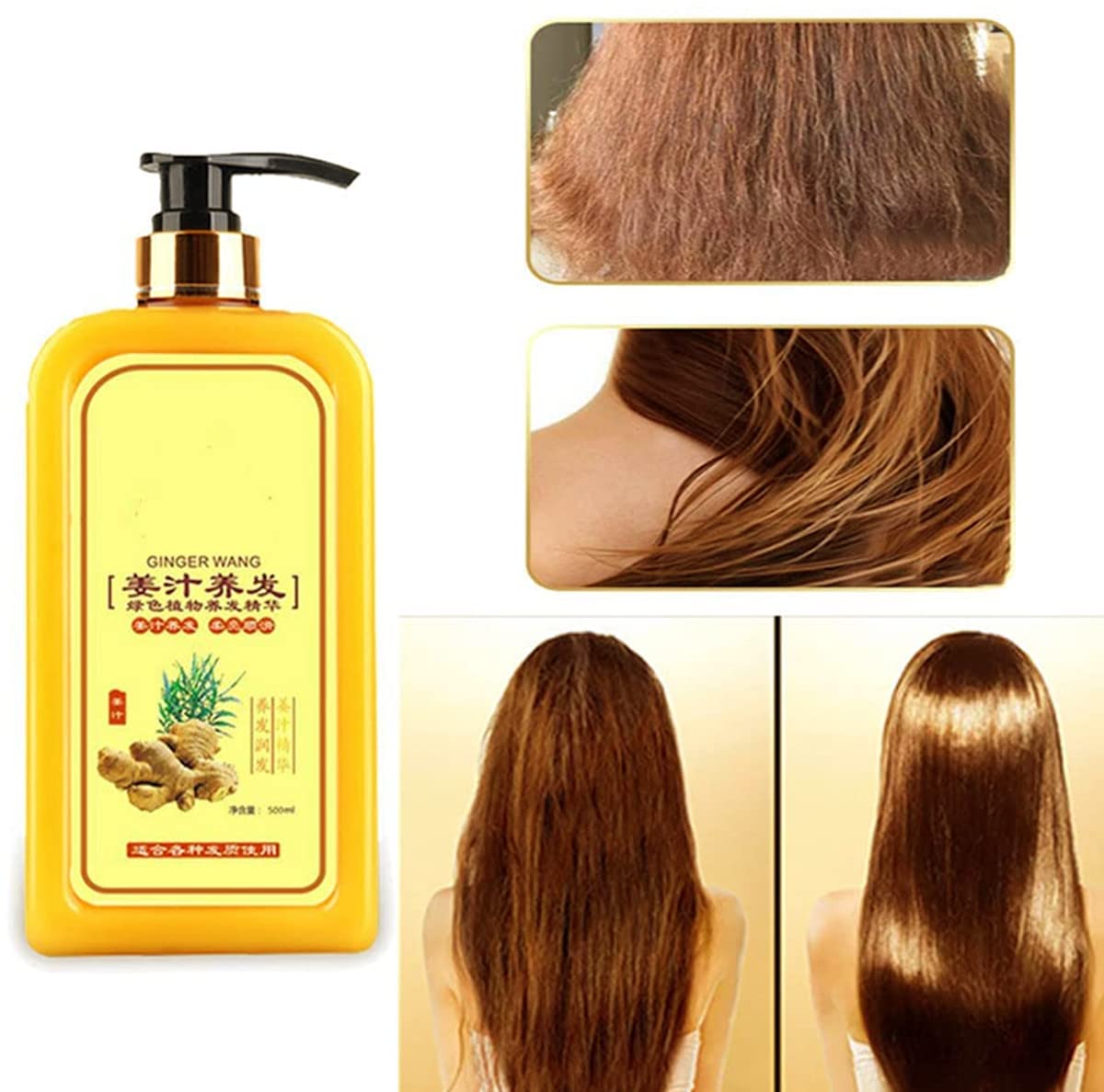 500ml Ginger Hair Regrowth Shampoo for Women & Men - Anti Hair Loss & Stimulating Growth with Natural Ginger Extract | Daily Use for Thicker, Healthier Hair at Home & Salon