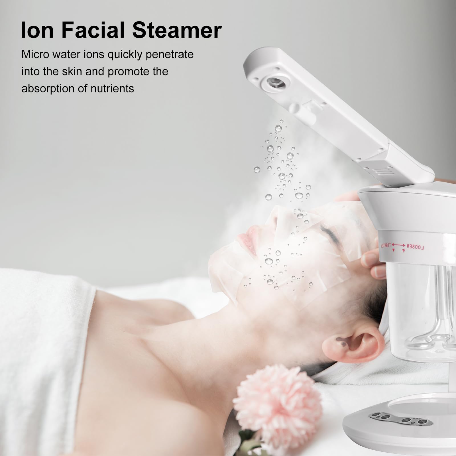 2 in 1 Hair & Face Steamer with UV Ozone - Professional Hydration System for Natural Hair Care, Home Salon & SPA Use - Moisturizing Hair Humidifier for Deep Conditioning & Facial Treatment (White)