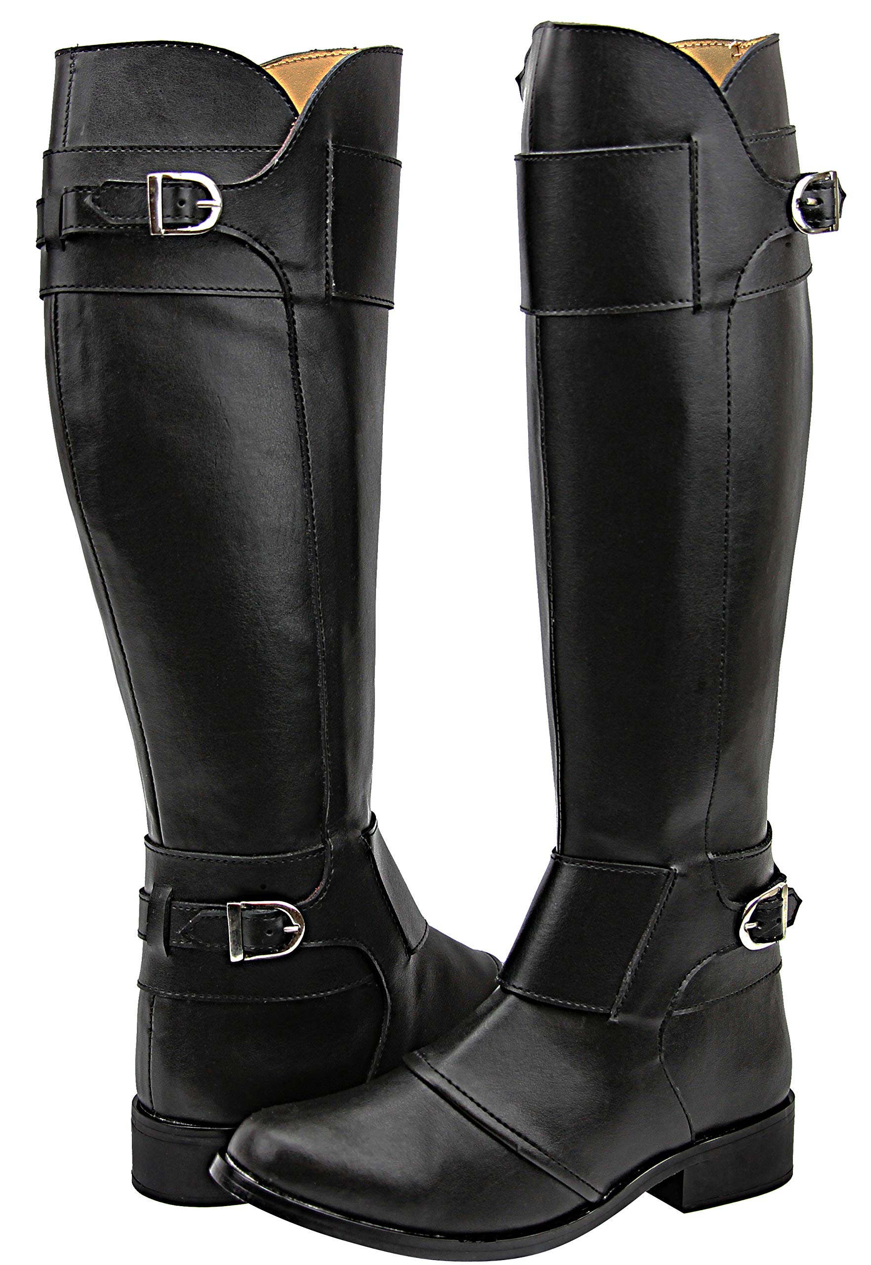 Stylish Women's Knee High Motorcycle Boots - Black Leather Riding Boots for Ladies | Perfect for Biking, Fashion & Outdoor Adventures