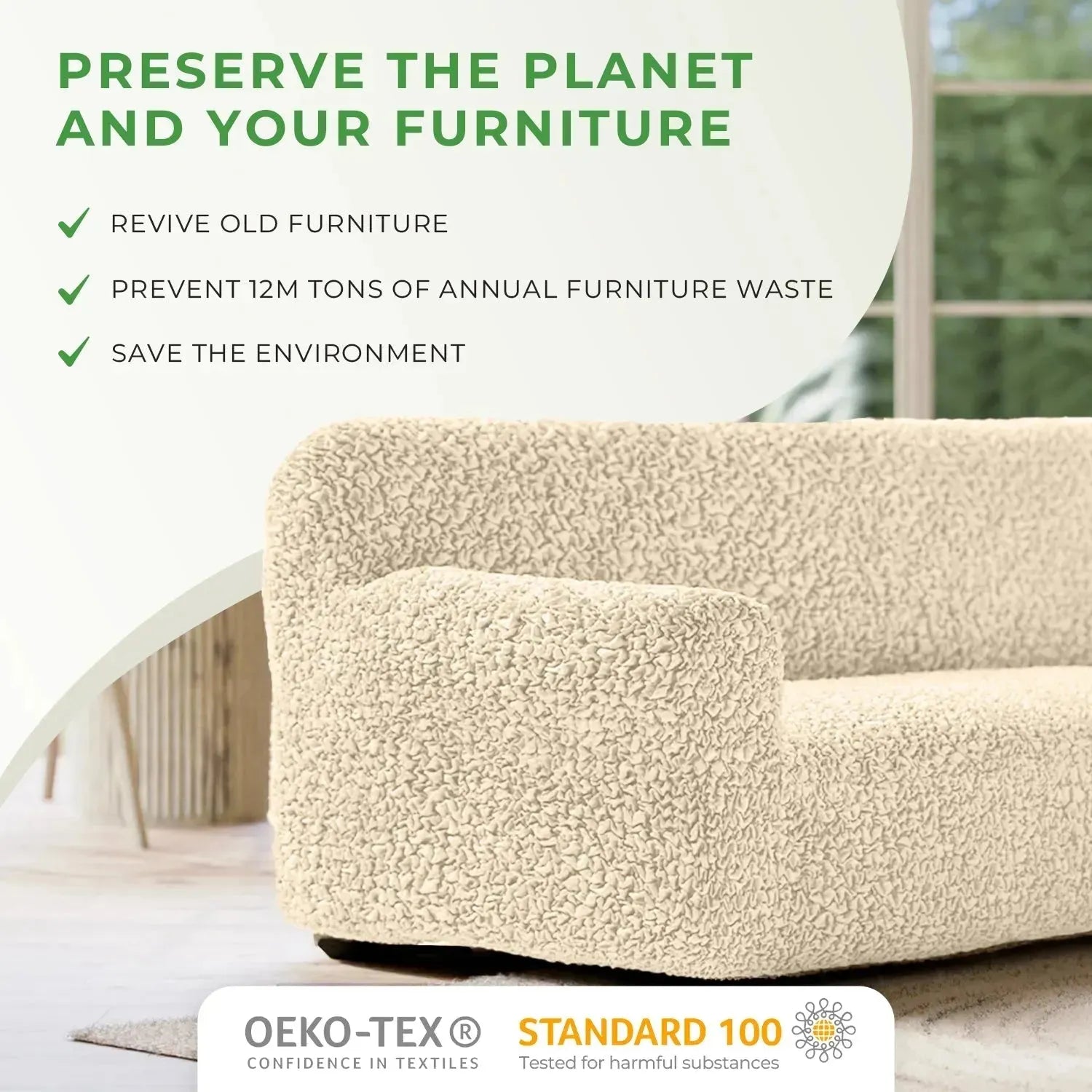 2 Seater Loveseat Slipcover - Fuco Premium Cotton Collection | Perfect for Living Room, Bedroom & Home Decor