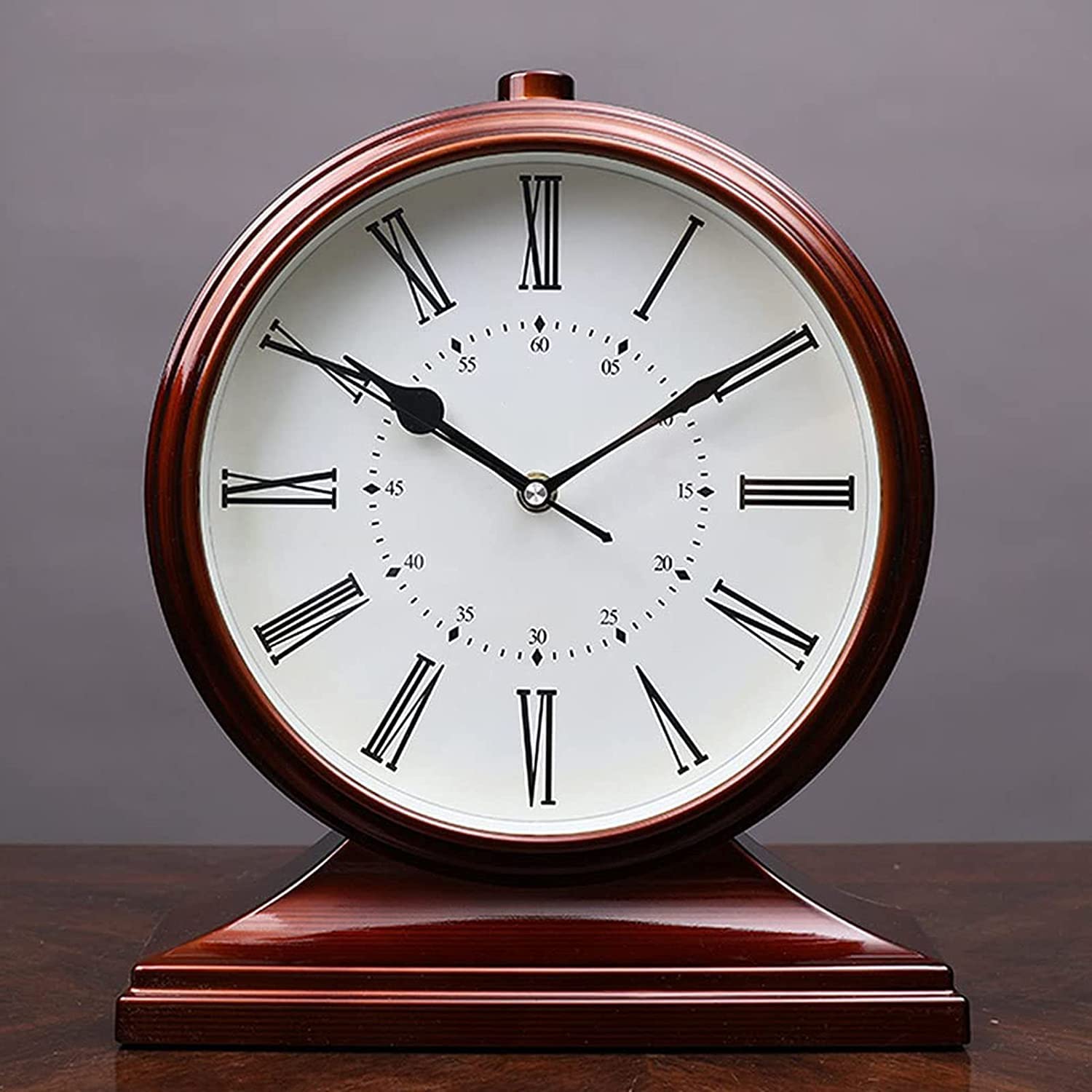 Vintage Retro Tabletop Clock - Silent Battery Operated Desk Clock with Arabic Numerals for Home & Office Decor - Perfect for Living Room, Bedroom, Office Desk, and Porch - Elegant Mantel Clock for Classic Home Décor