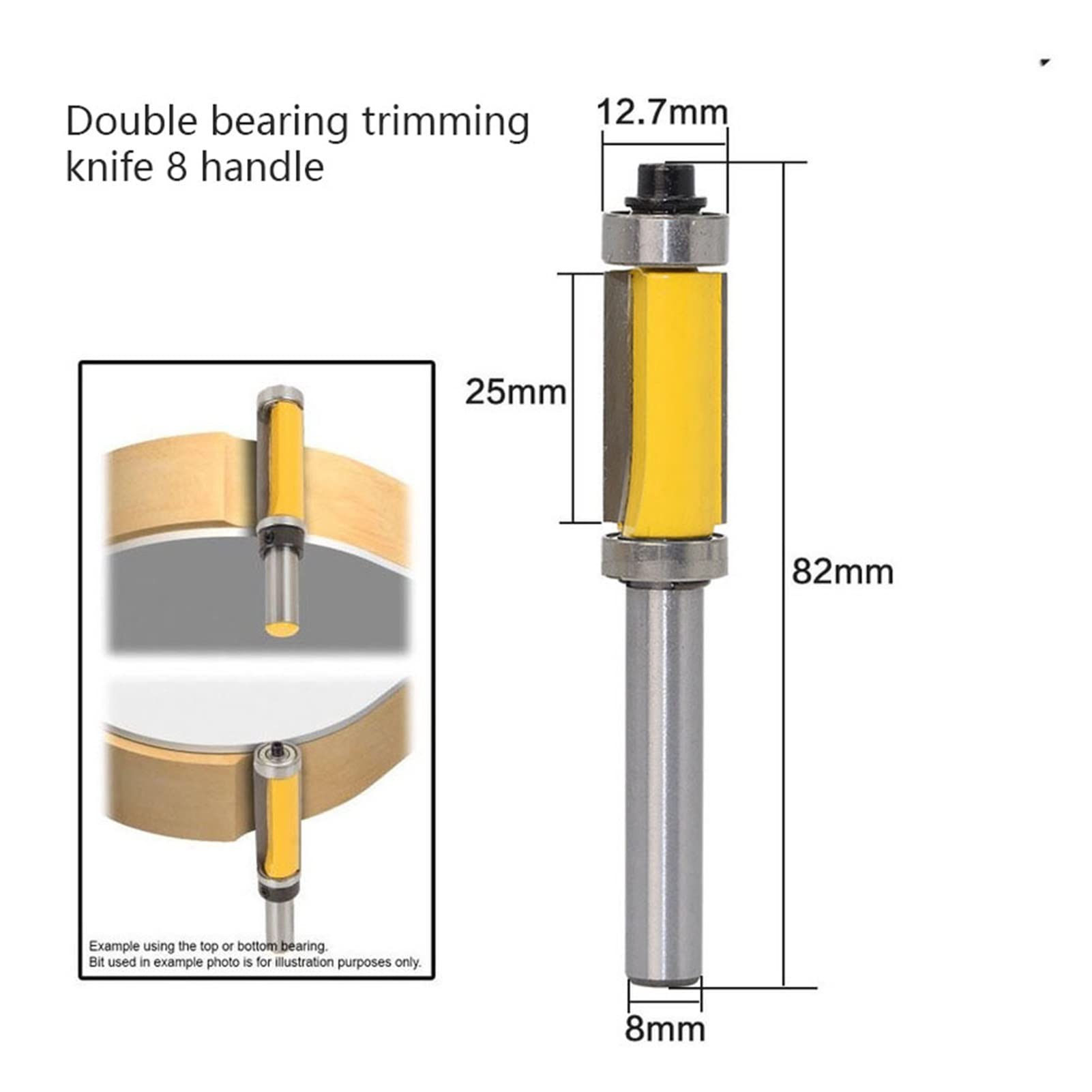8x1/2x25 Extra Long Straight Electric Wood Milling Cutter - Double Axis Surface Milling Machine Bit for Woodworking & DIY Projects - Perfect for Cabinet Making, Furniture Crafting, and Precision Wood Cutting