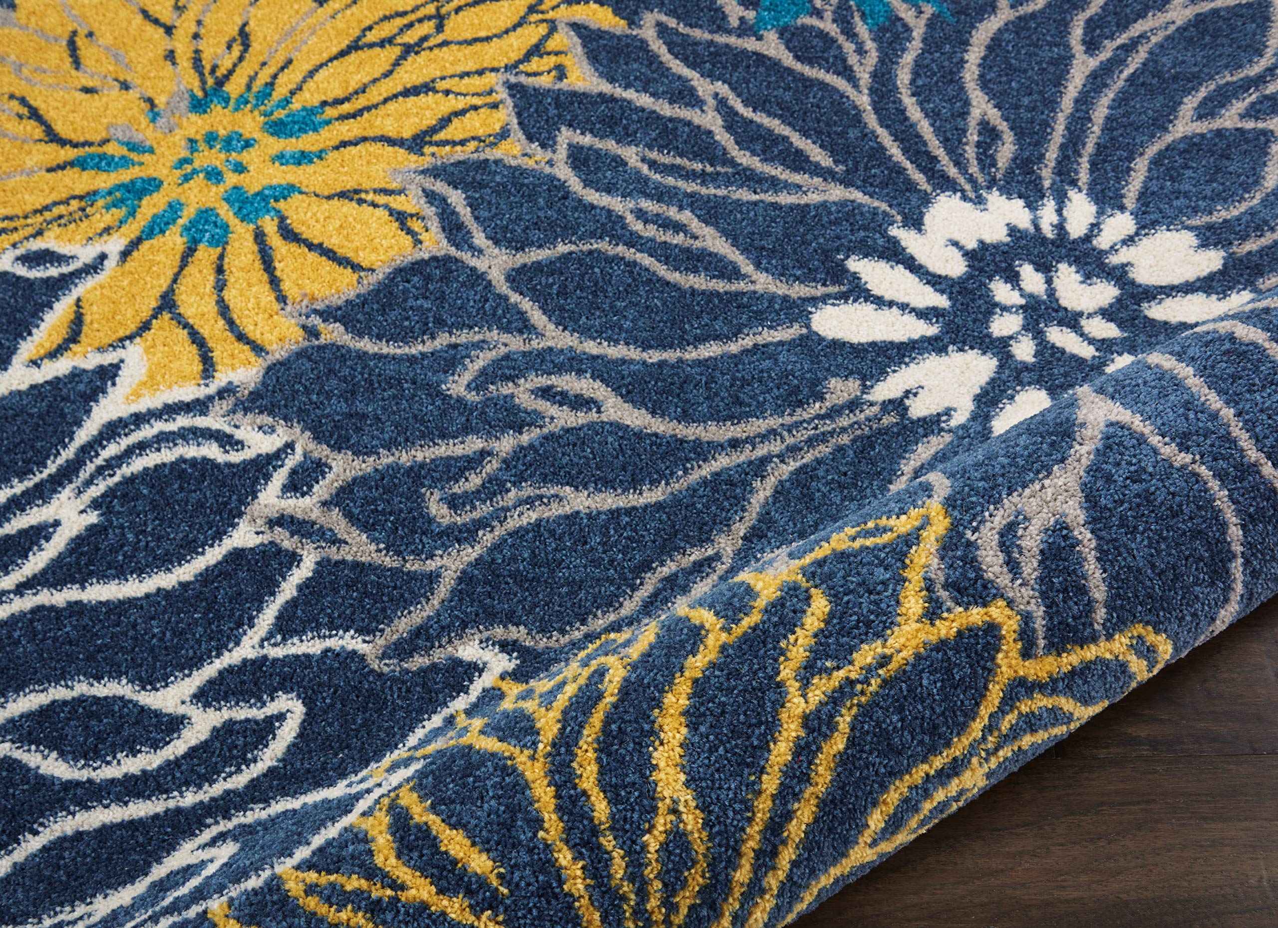 Nourison Passion Blue 9' x 12' Floral Farmhouse Area Rug - Easy to Clean, Non-Shedding, Soft & Durable - Perfect for Bedroom, Living Room, Dining Room & Kitchen Decor (9x12)