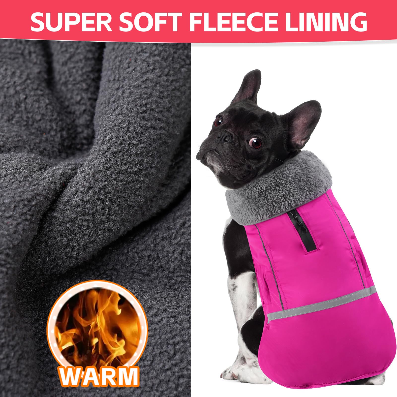 **Doglay Waterproof Dog Coat - Reflective Winter Jacket with Warm Fleece Lining & Thick Furry Collar for Small, Medium, Large Dogs - Ideal for Cold Weather, Snow & Outdoor Adventures**