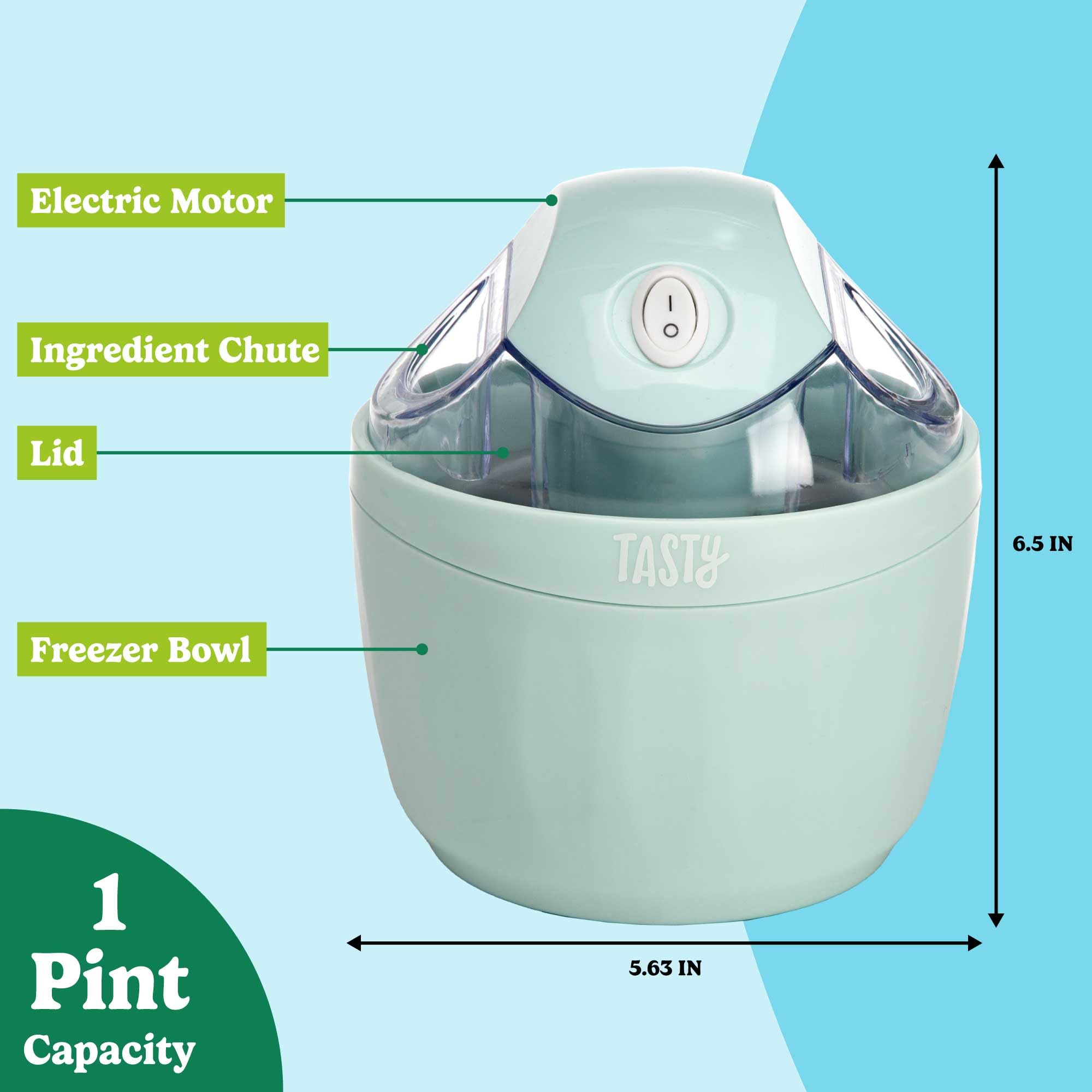 Mini Ice Cream Maker for Homemade Ice Cream, Sorbet, Frozen Yogurt & Gelato - Quick Single-Serve Dessert Machine in Aqua (Perfect for Parties, Gifts & Family Treats)
