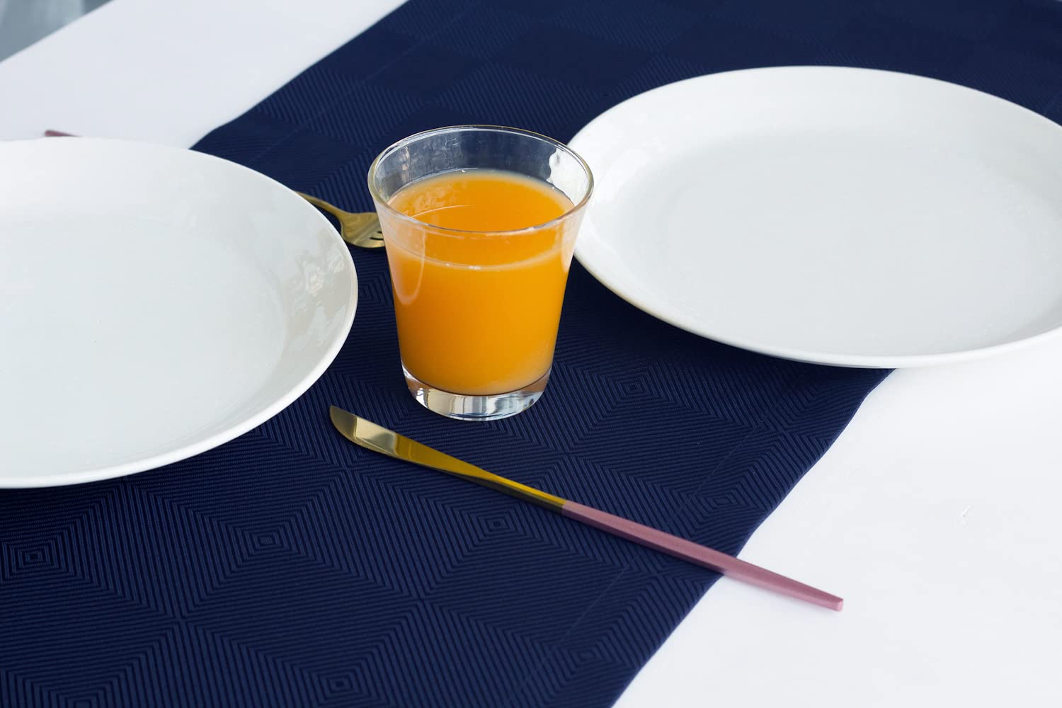 Navy Blue 120 Inch Table Runner - Waterproof Wrinkle-Free Geometric Decor for Coffee Table, Dresser, Nightstand | Perfect for Outdoor Dining, Dinner Parties, Weddings & Mother's Day Gifts