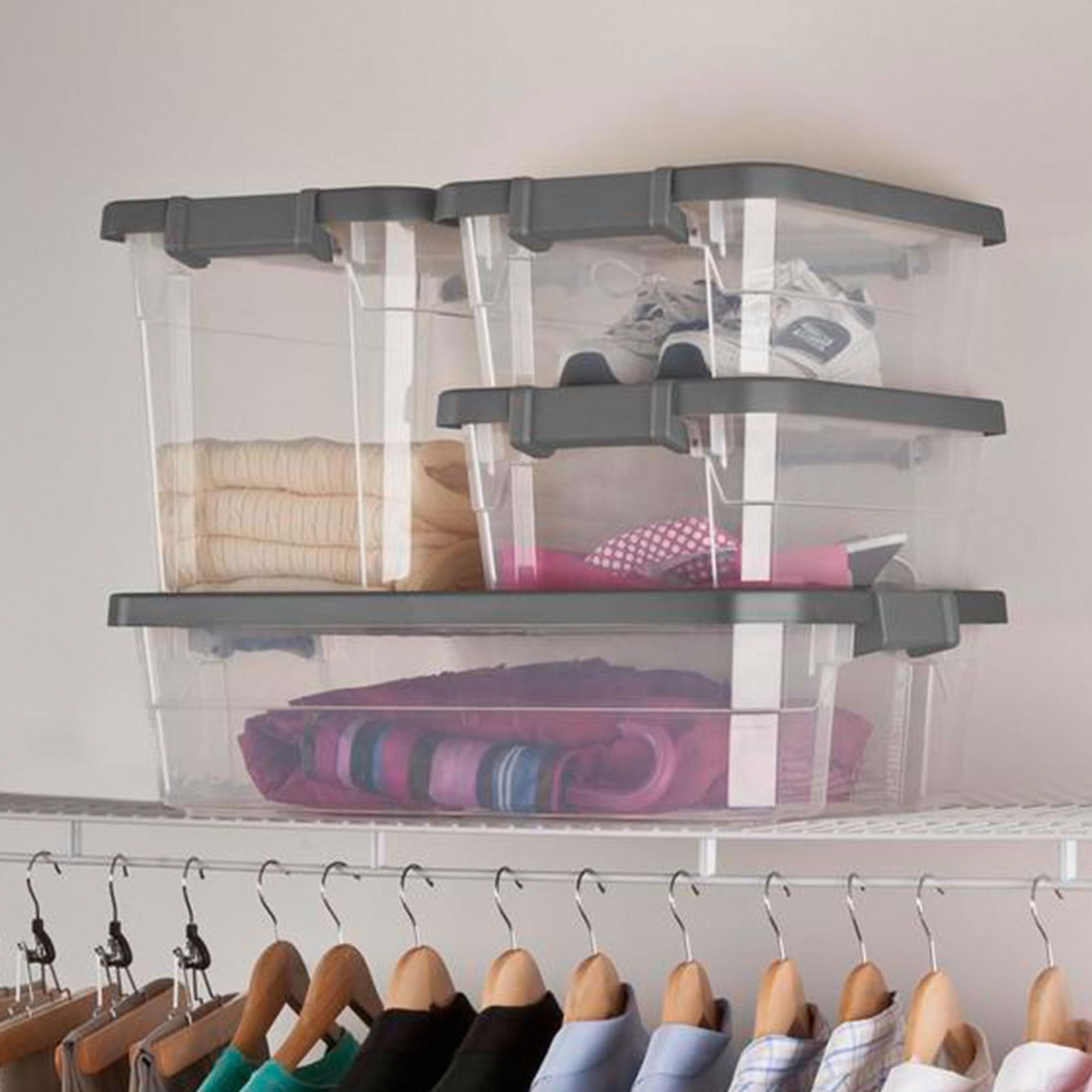 Sterilite 24-Pack 30 Quart Clear Plastic Storage Bins with Secure Latching Lids - Modular Stackable Organizer for Home, Office & Garage Storage Solutions - Perfect for Clothes, Toys, Seasonal Items & Household Organization