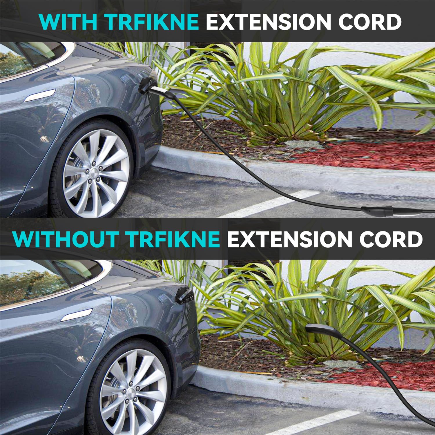27ft 50A Tesla Extension Cord - 12KW Heavy Duty EV Charging Cable for Model Y/3/S/X/Cybertruck | Compatible with All Tesla Mobile Chargers & Wall Connectors | Perfect for Home, RV & Outdoor Charging