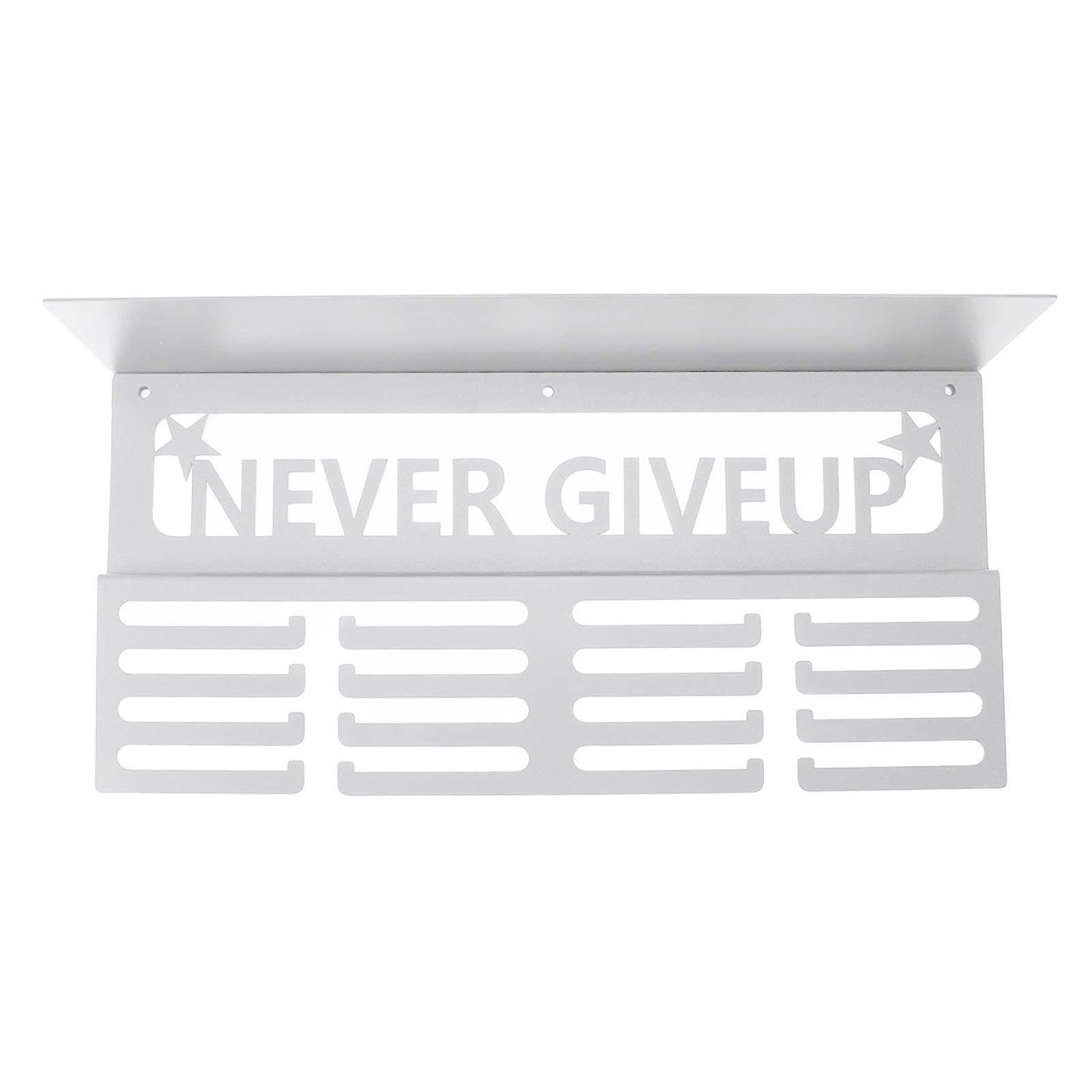 Nurnesy Metal Wall Mounted Trophy Display Shelf with Hook for Runners - Innovative Multi-Purpose Award Holder for Medals & Ribbons - Perfect for Race Finishers, Sports Awards & Home Decor