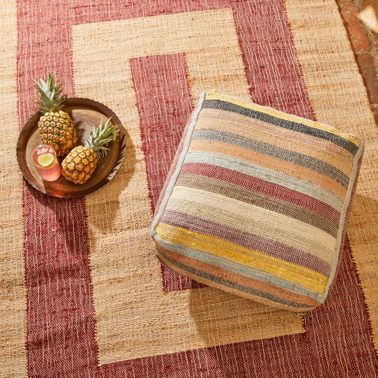 Adrienne Jute Rug Carmine - Natural Fiber Bohemian Area Rug for Living Room, Bedroom & Nursery | Eco-Friendly Home Decor