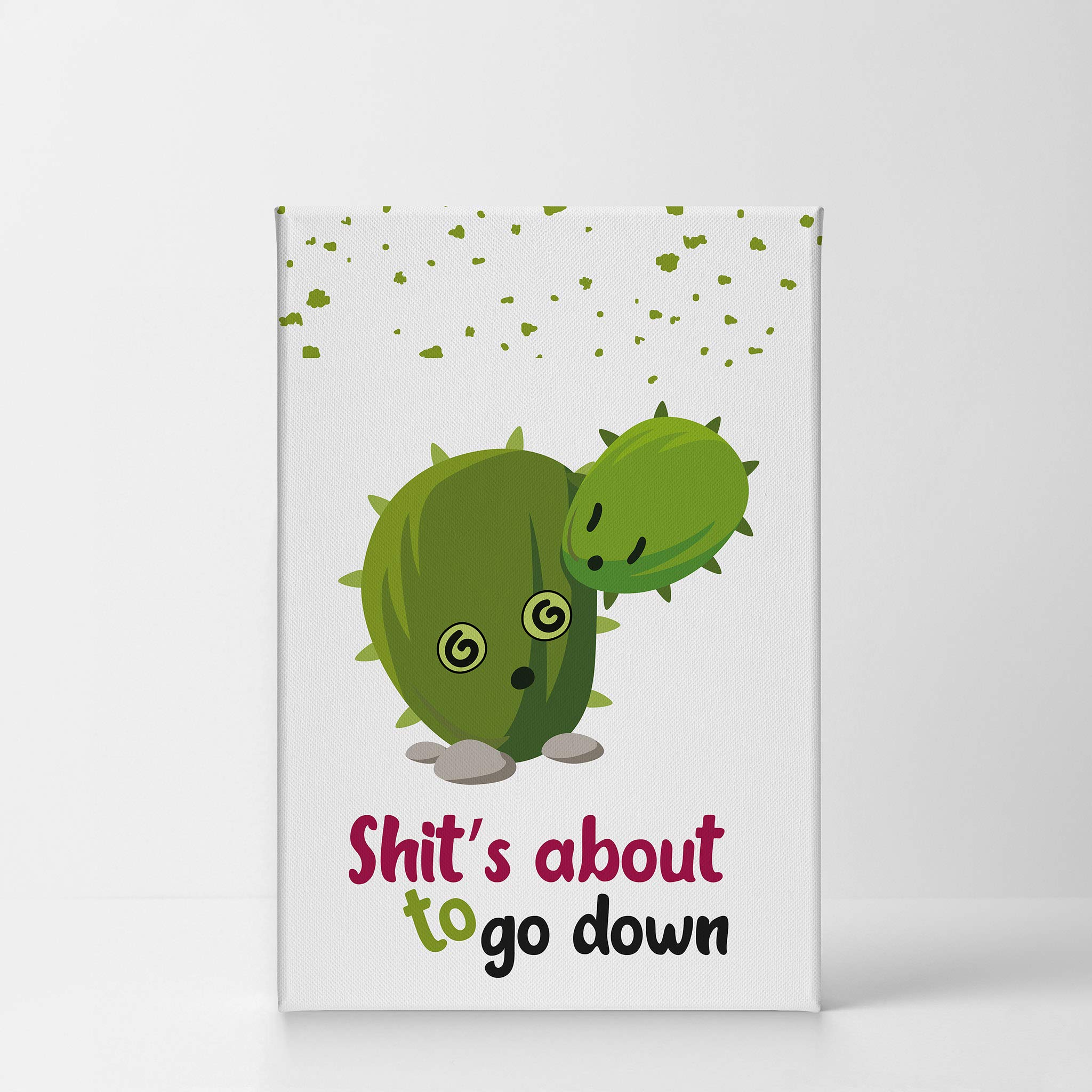 Funny Quote Canvas Print - 'Shits About to Go Down' Bathroom Wall Art | Kids Bathroom Decor | Ready to Hang 36x24 | Made in USA | Perfect for Playful Bathroom, Kids Room & Home Decoration