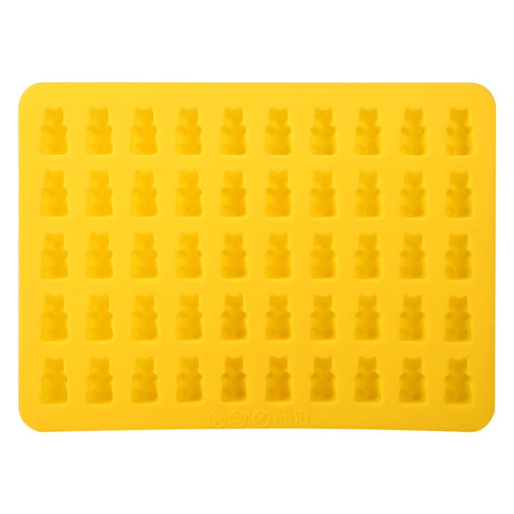 50 Cavities Silicone Chocolate Candy Mold for DIY Ice, Bear-Shaped - Yellow | Perfect for Baking, Candy Making, Ice Cubes & DIY Crafts | Kitchen Tool for Home & Party Use