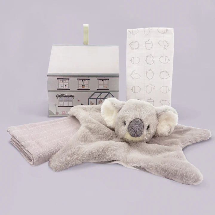 Soft Koala Print Comforter & Baby Swaddle Blanket Set - Breathable Cotton for Newborns & Infants - Perfect for Nursery, Bedtime, and Baby Showers - LBG1060
