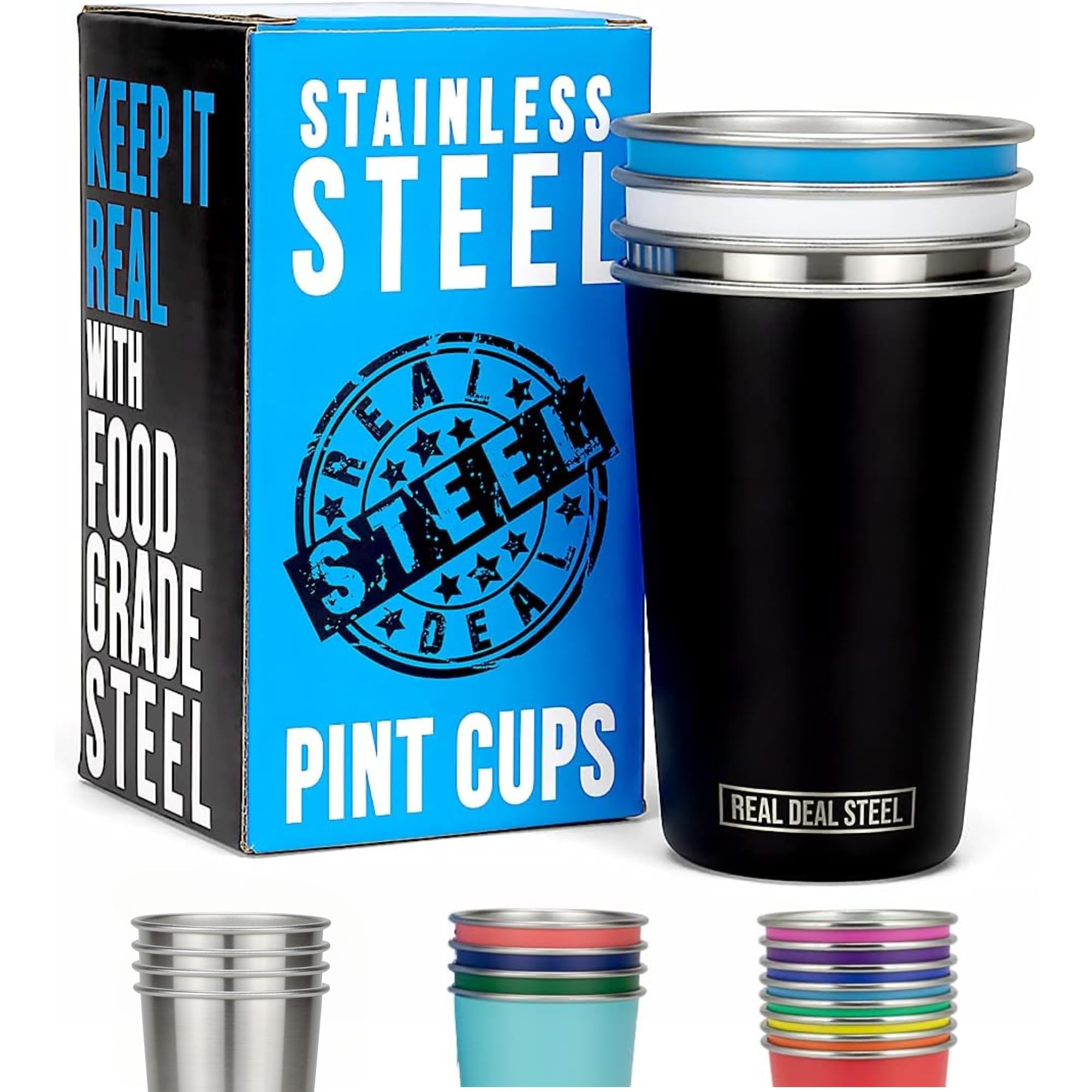 Premium 16 oz Metal Pint Glasses - Stackable, Eco-Friendly Tumblers for Beer, Cocktails & Parties - Durable Drinking Cups for Home, Bars & Outdoor Events