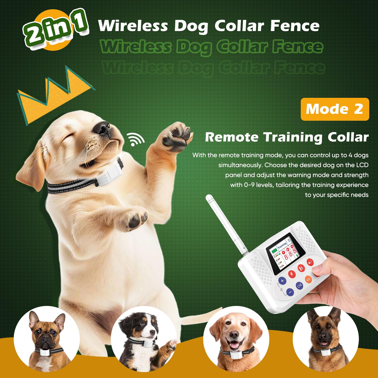 2025 Wireless Dog Fence System - Electric Pet Fence & Training Collar with Large LCD Display, 2.4GHz Antenna, Waterproof & Adjustable Perimeter Control - Perfect for Backyard, Farm, and Outdoor Dog Training