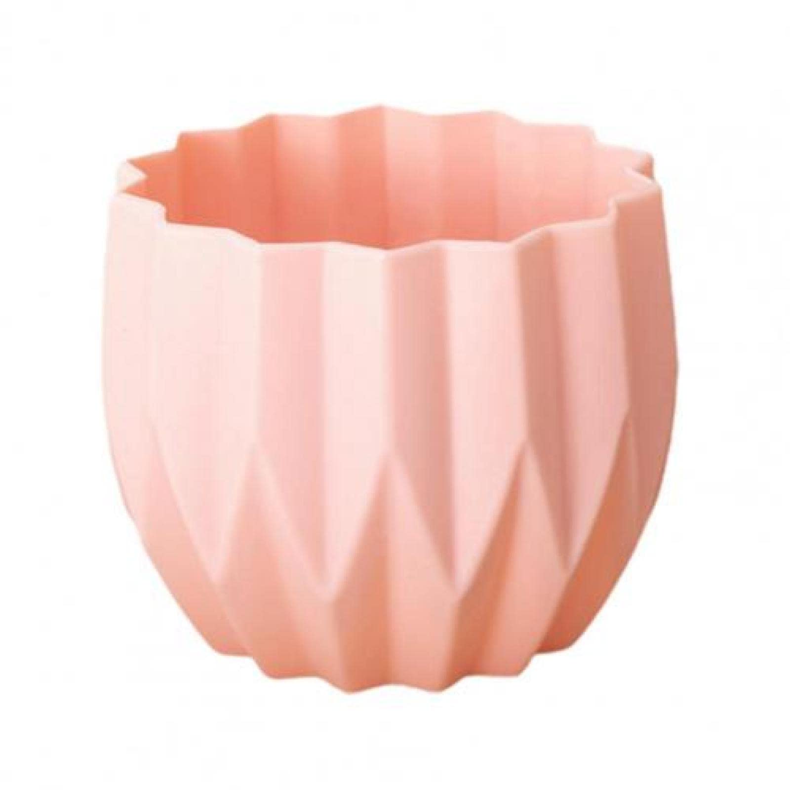 Nordic Style Striped Plastic Flower Pot - Faux Ceramic Planter Basket for Home Decor, Living Room, Office & Indoor Plants (Pink) | Modern Storage Solution for Succulents, Herbs & Flowers