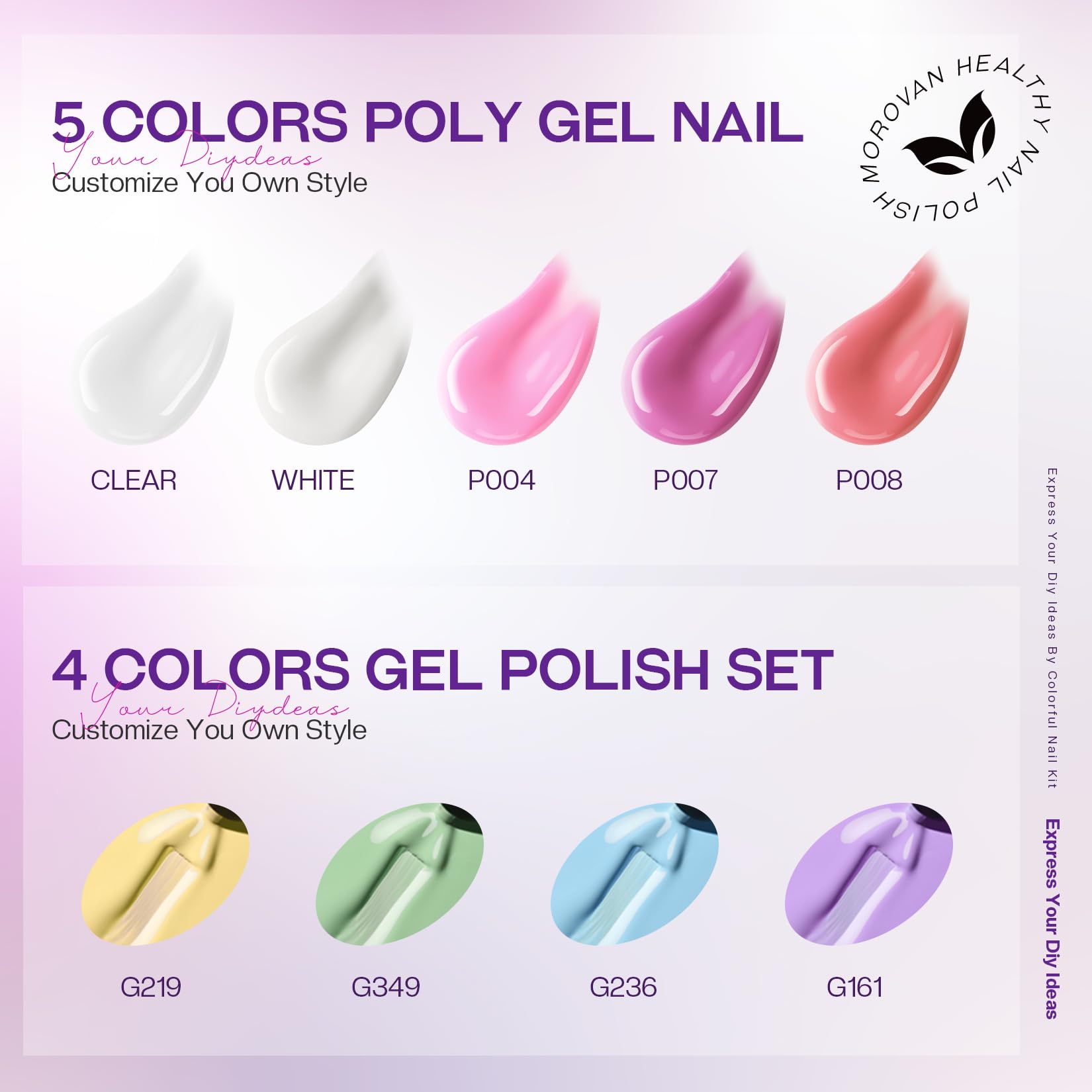 Morovan Poly Gel Nail Kit with Drill & 48W UV/LED Lamp - Professional Nail Extension Starter Set for Beginners | DIY Nail Art Supplies with Luminous Builder Gel | Perfect for Home Manicure & Salon Use