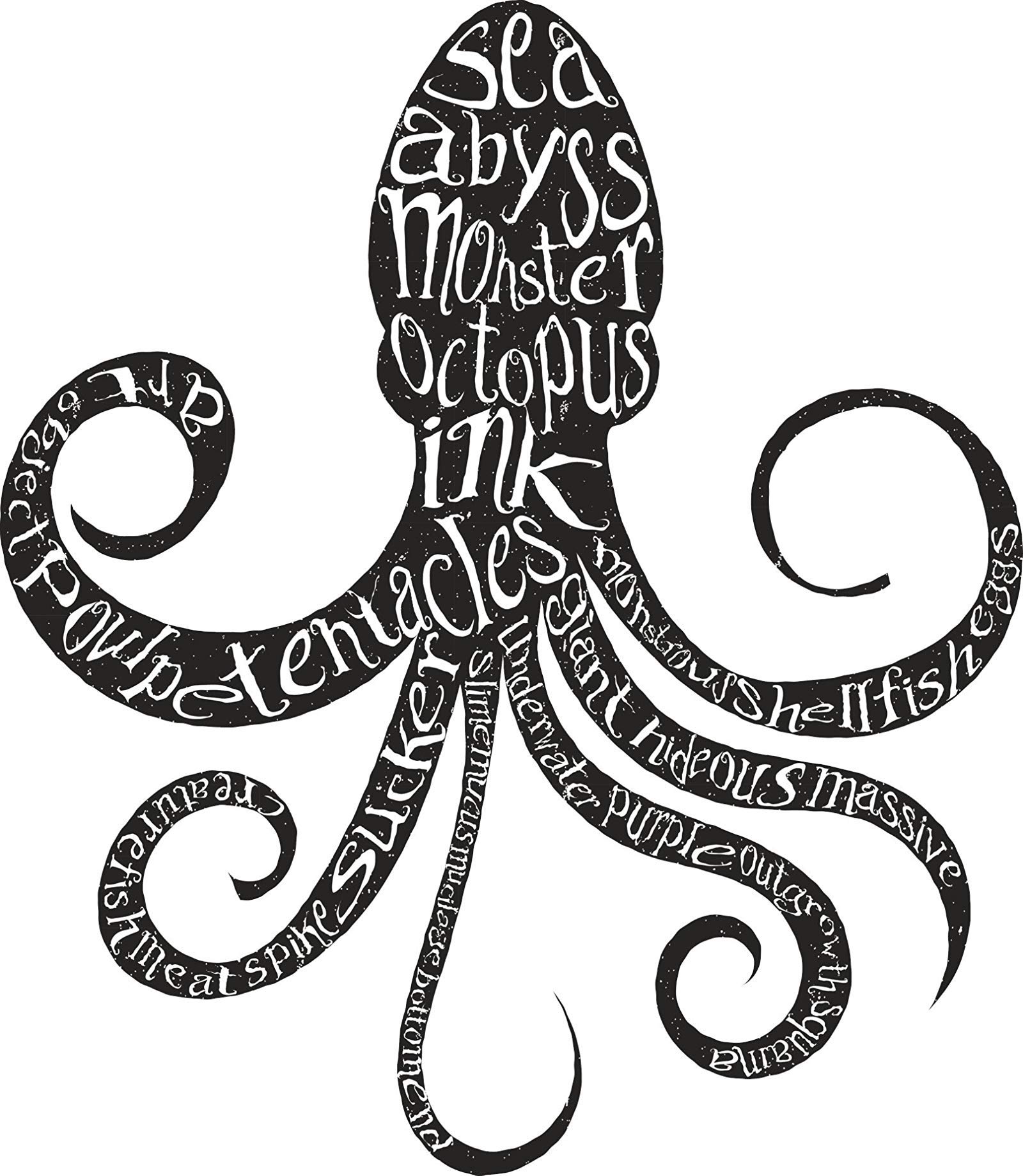 EW Designs Black and White Octopus Squid Vinyl Magnet - 8