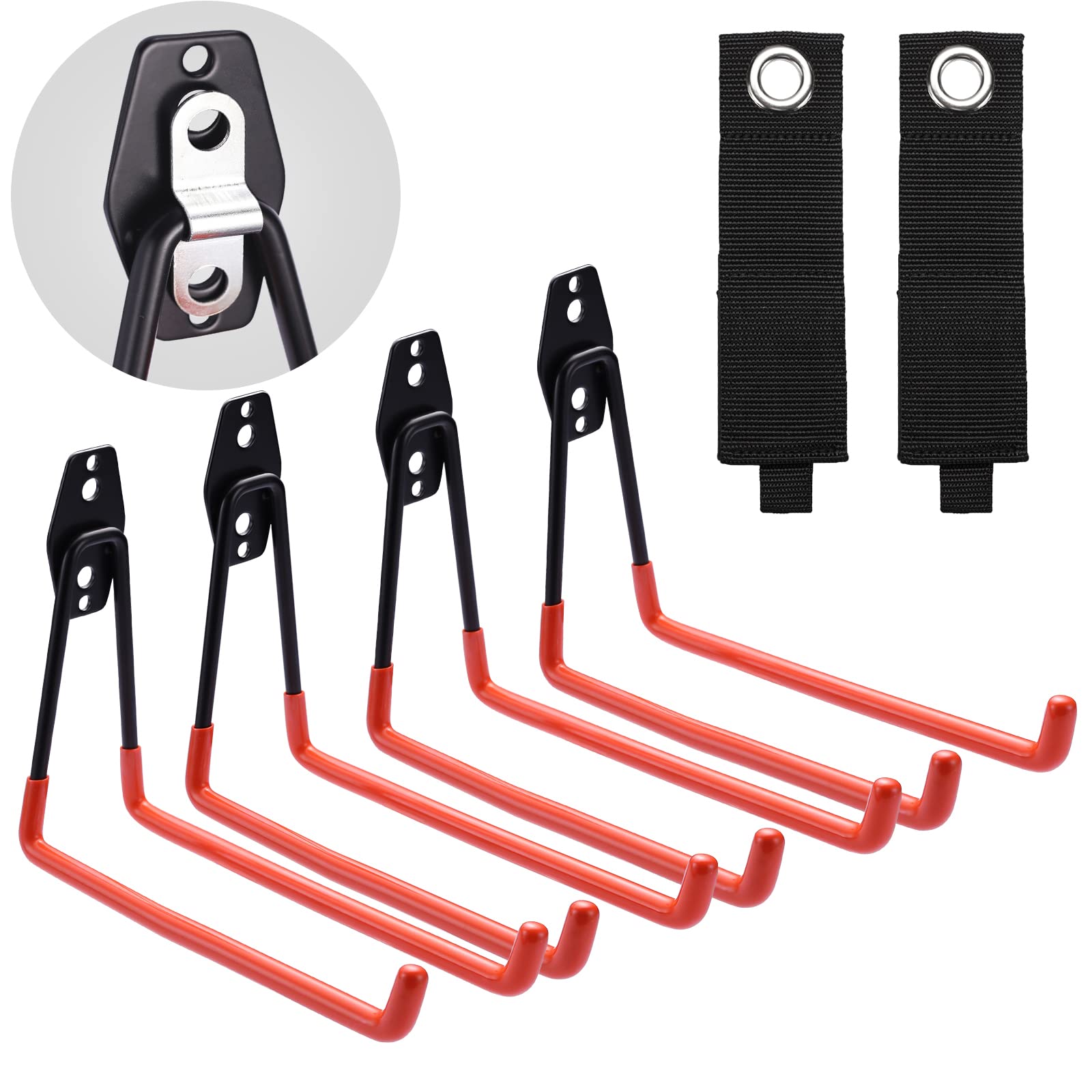 Heavy Duty Garage Storage Hooks - Wall Mounted Utility Hangers & Organizer Set of 4 - Premium Steel Construction Holds Up to 55lbs - Perfect for Ladders, Chairs, Bikes & Heavy Tools - Ideal for Garage, Shed & Workshop Organization