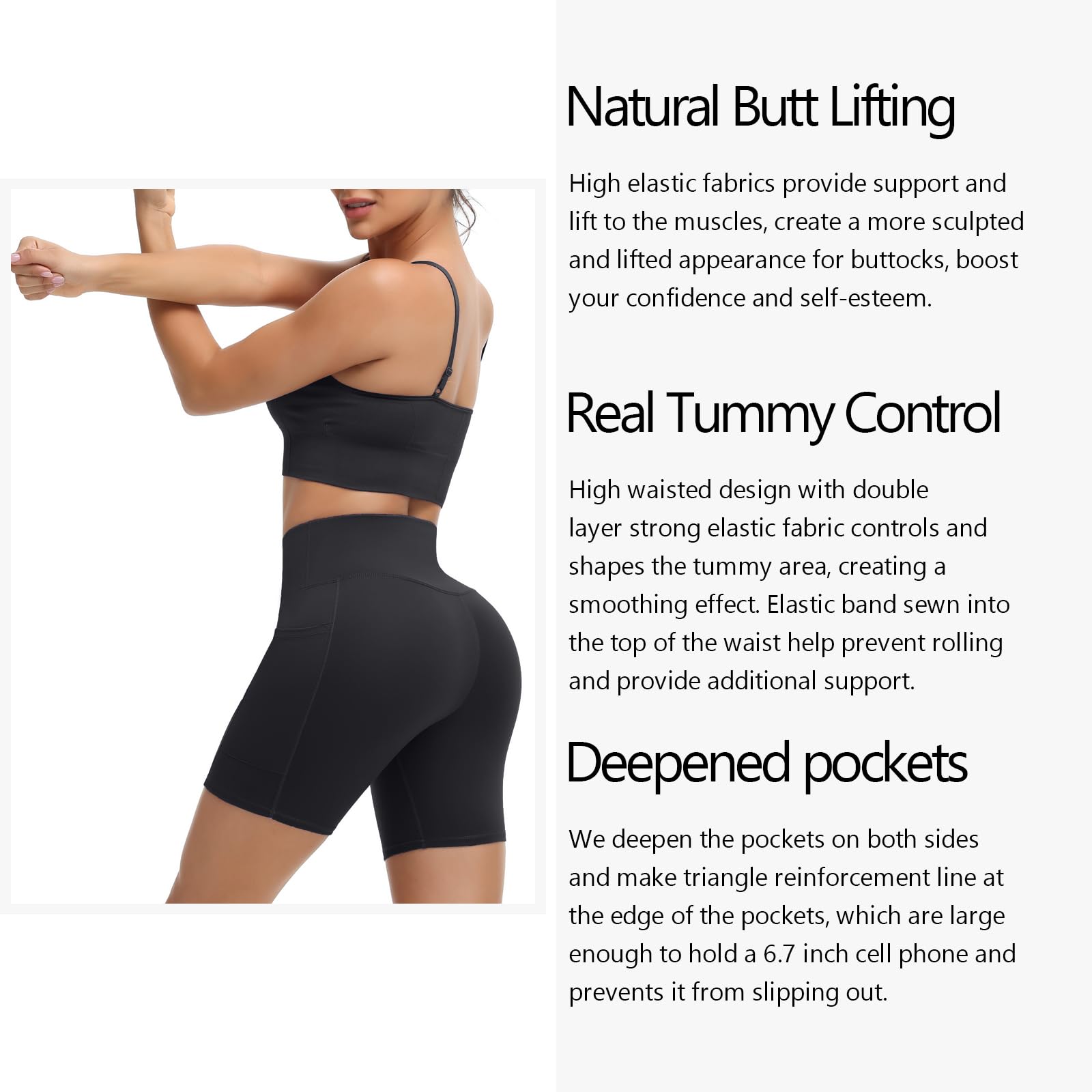 ALWAYSONE High Waisted Biker Shorts for Women - Non See Through Yoga Shorts with Tummy Control - Workout, Gym, Running & Athletic Shorts - Perfect for Yoga, Cycling, HIIT & Lounge Wear