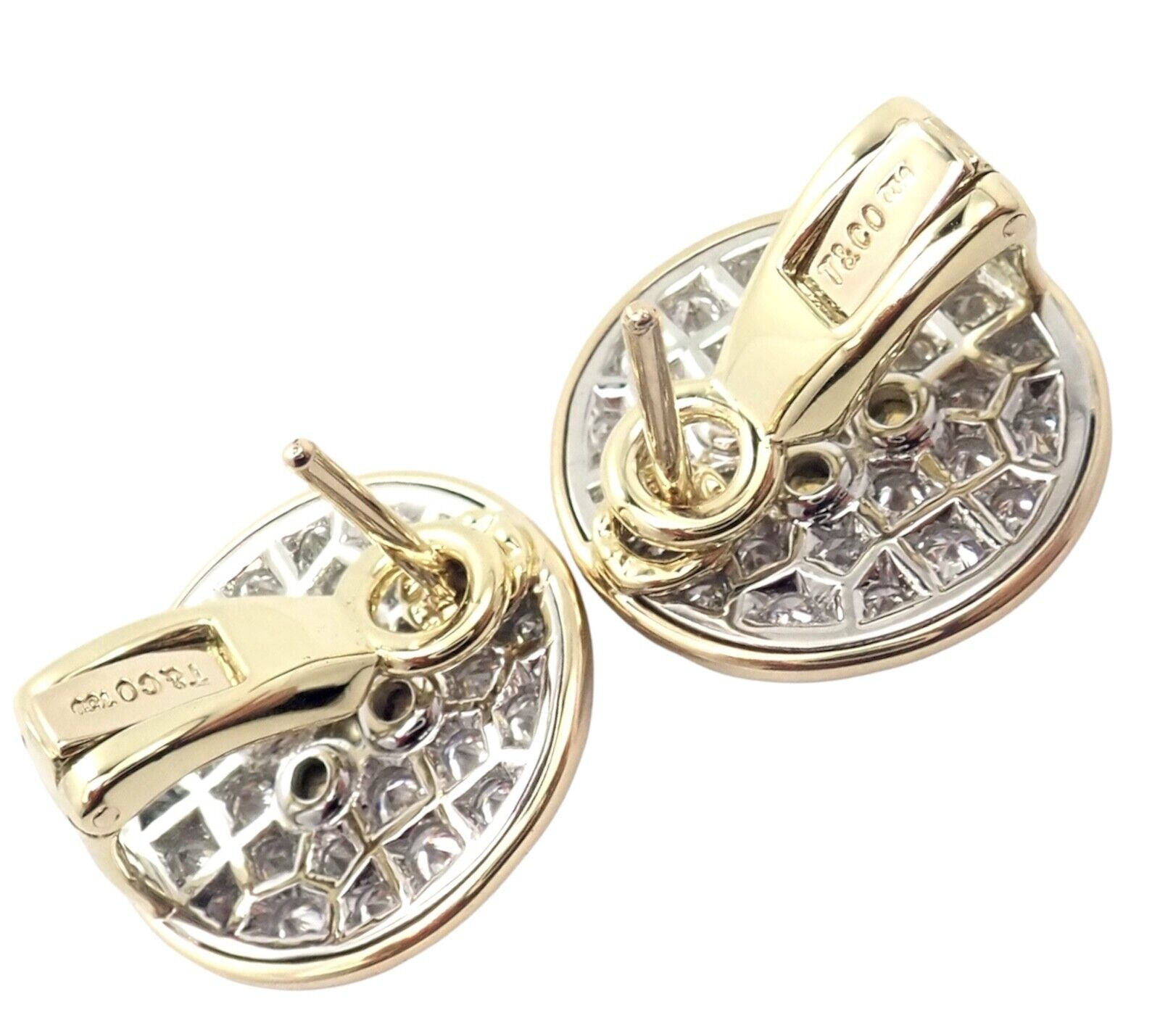 Authentic Tiffany & Co 18K Yellow Gold Diamond Signature Button Earrings - Luxury Jewelry for Women, Perfect for Weddings, Parties & Special Occasions
