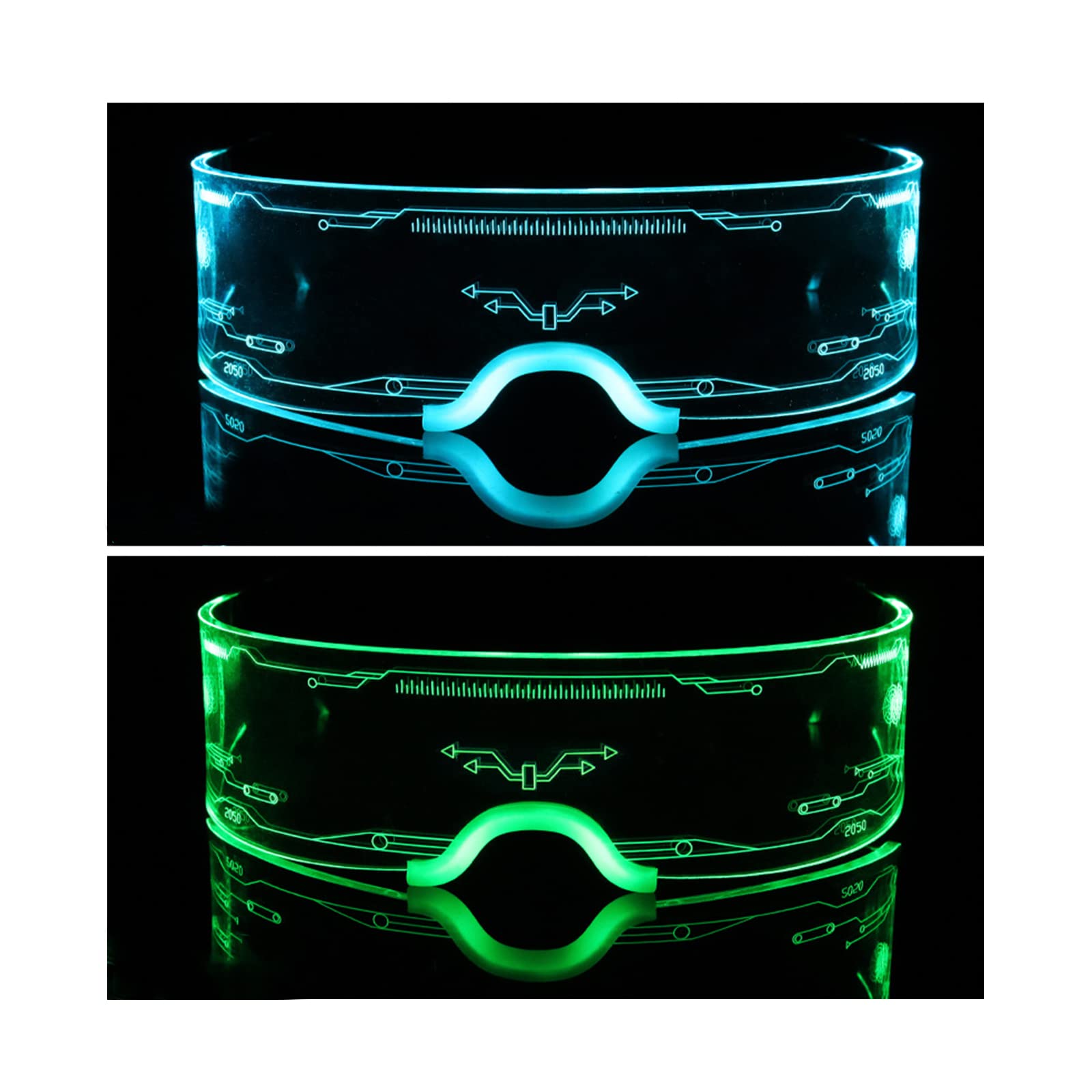Cyberpunk LED Glasses with USB Rechargeable & 7 Color Changing Modes - Bilateral Control for Raves, Parties, and Cosplay Costume Accessories