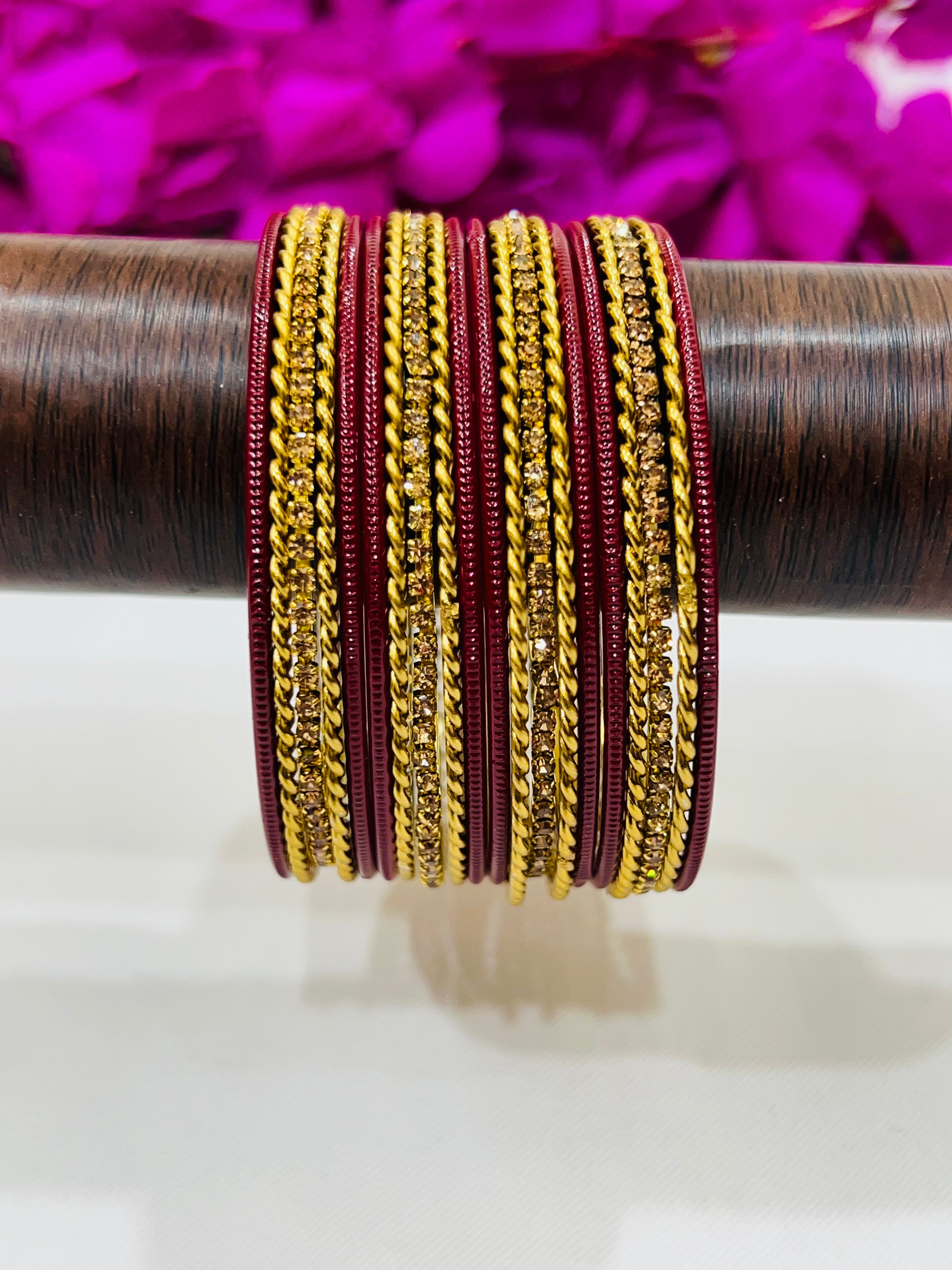 Elegant Maroon Metal Bangles for Women - Smooth Finish Fashion Jewelry - Perfect for Parties, Weddings & Everyday Wear