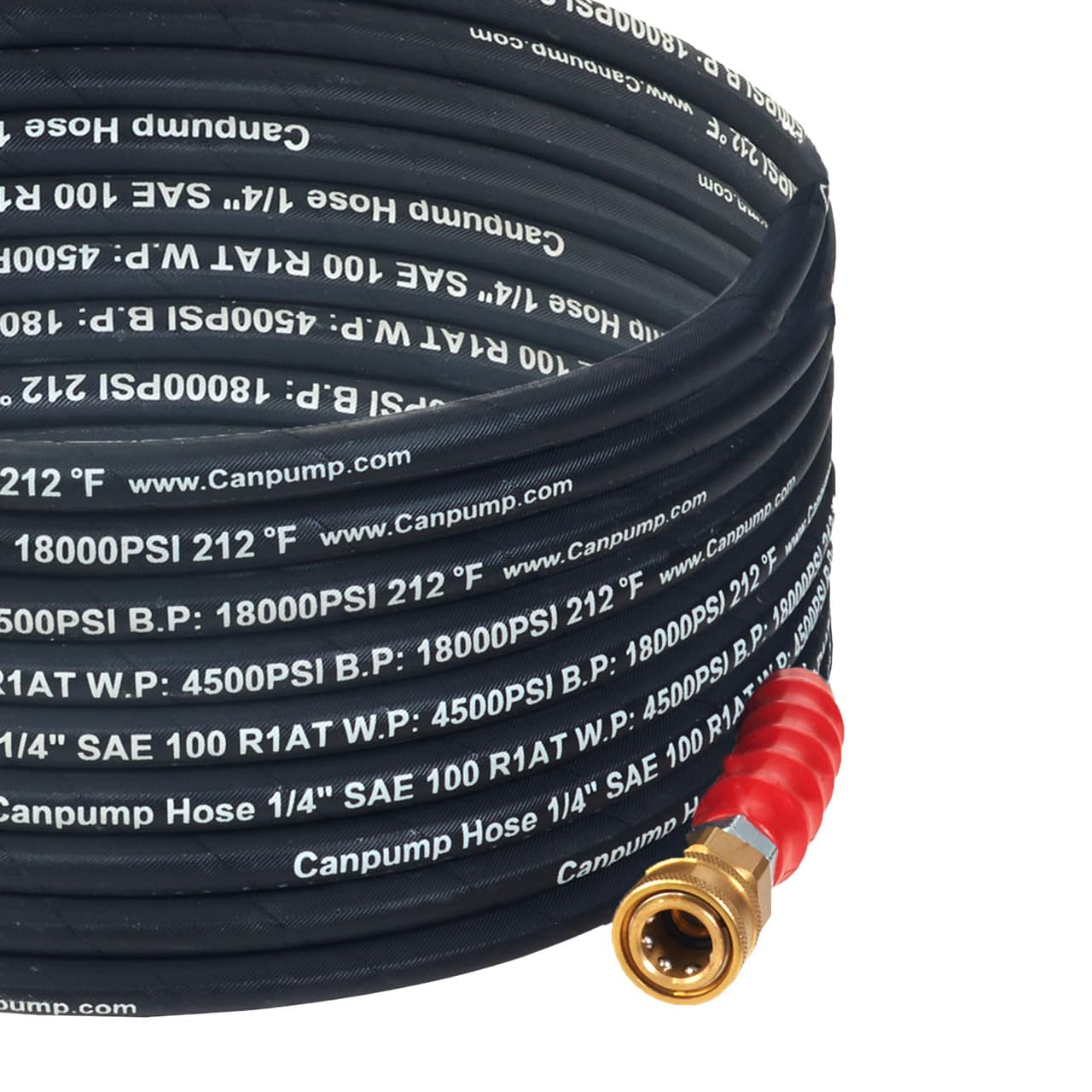 1/4 Inch High Pressure Hot Water Wire-Braided Power Washer Hose - 4500 PSI, Quick Connect, 30 Feet - Perfect for Heavy-Duty Cleaning, Car Washing & Industrial Use