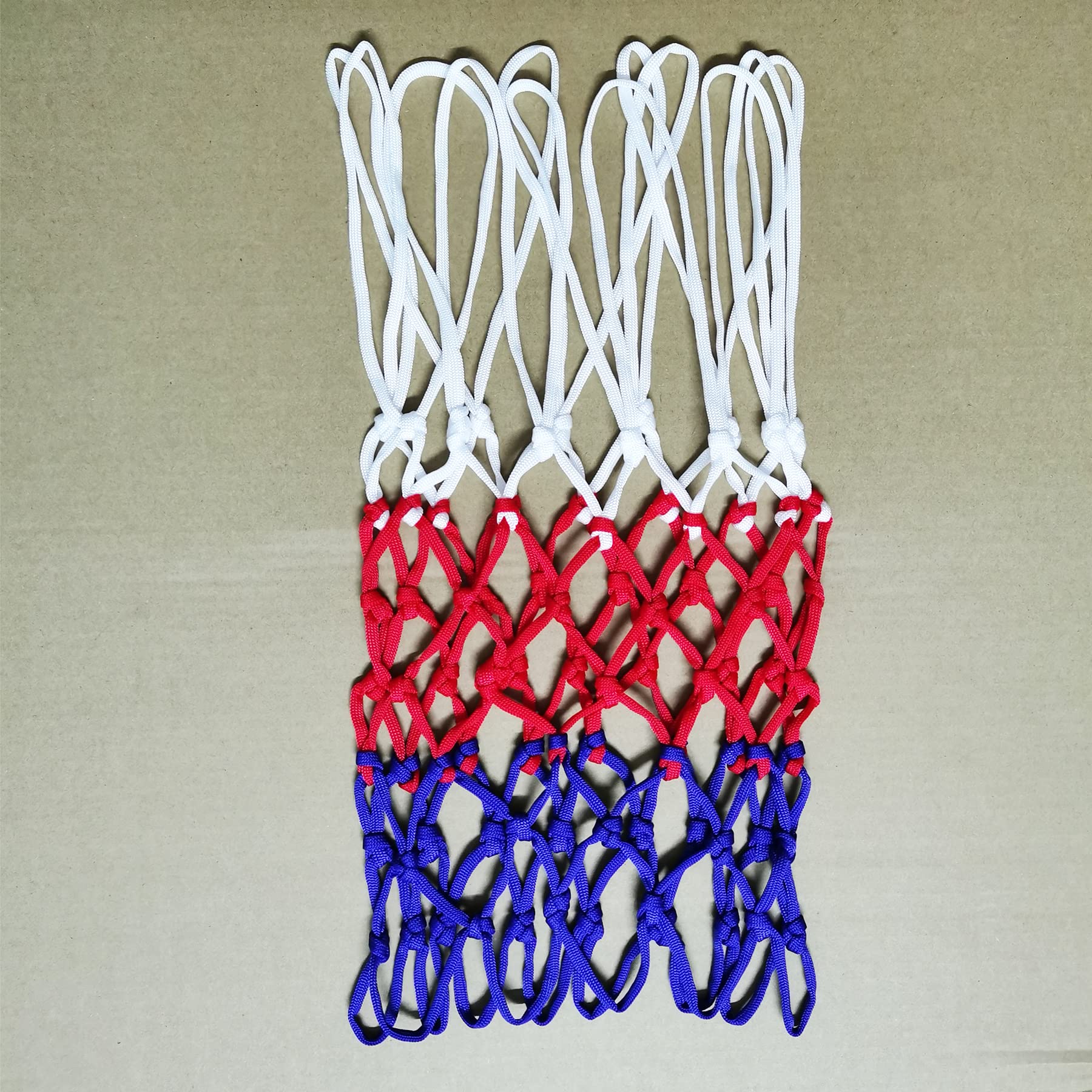 Heavy Duty Basketball Net Outdoor - All Weather Replacement for Hoop (White/Red/Blue) - Perfect for Driveway & Park Play