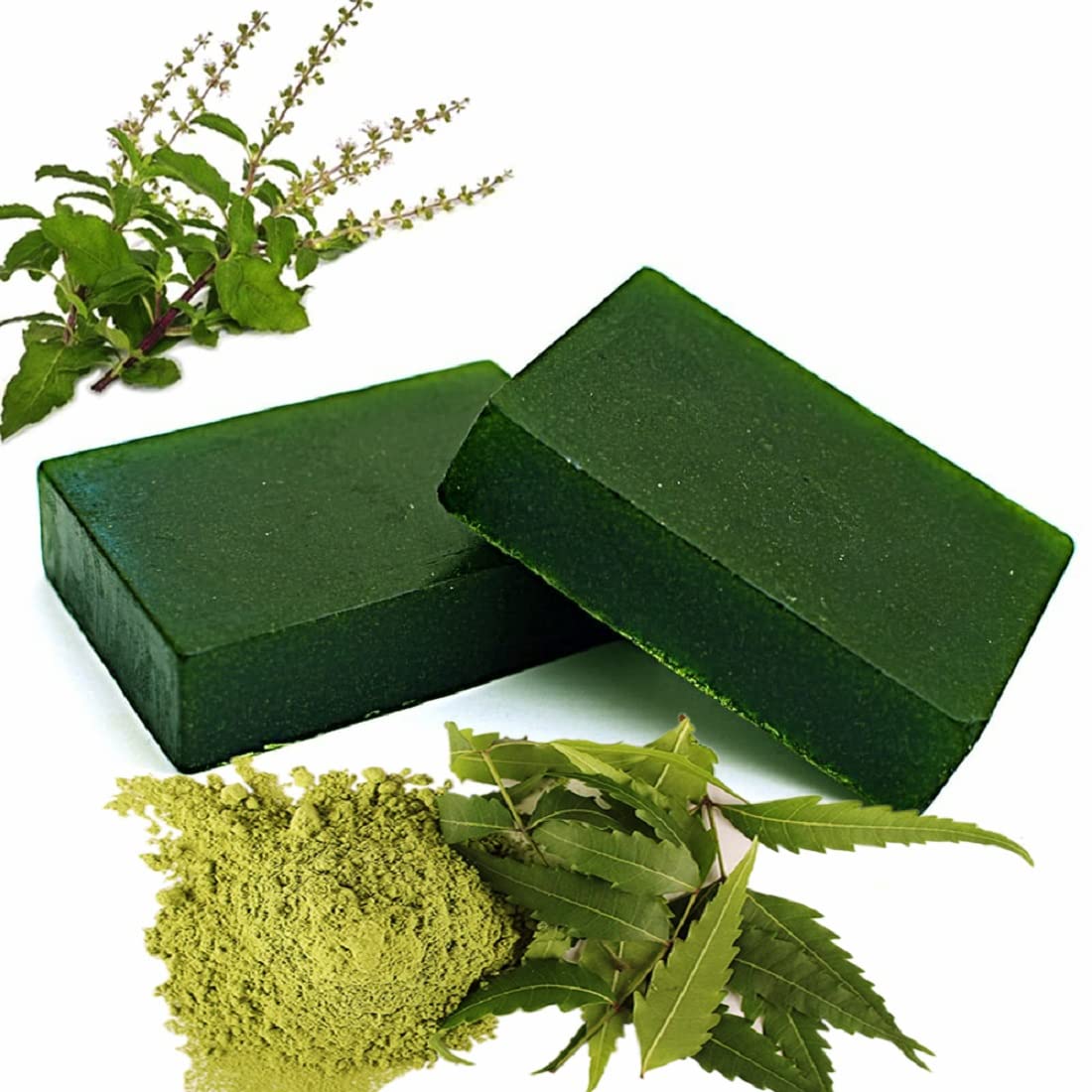 Organic Neem & Tulsi Leaves Anti-Bacterial Handmade Soap Bar - 90g x 2 Pack | Herbal Bathing Soap for Sensitive Skin, Acne Treatment & Daily Cleansing | Natural Ayurvedic Skincare for Face & Body