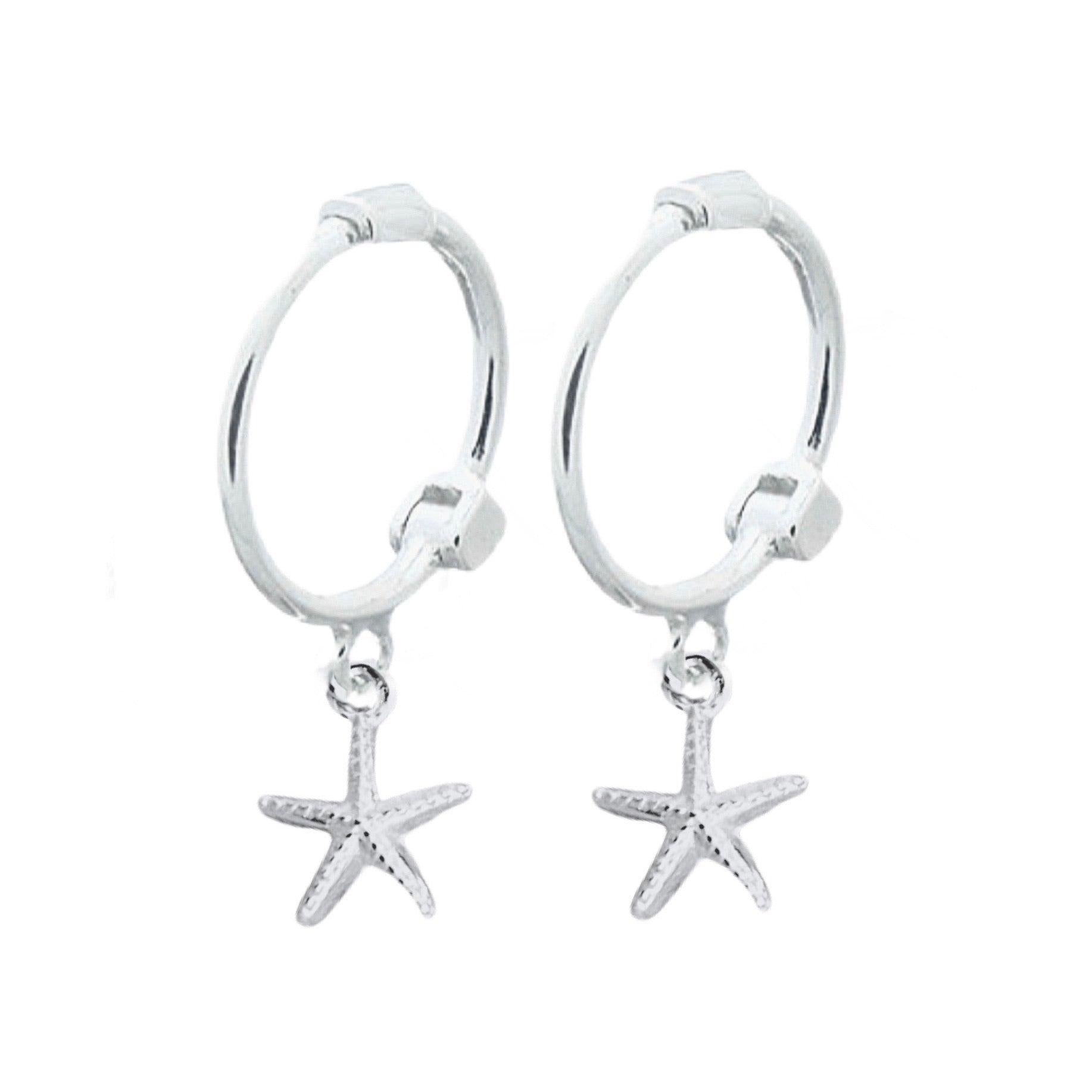 Laihas Mini Sea Star Hoop Earrings - Dainty Starfish Stud Earrings for Women, Trendy Ocean Jewelry for Beach Vacation & Summer Outfits