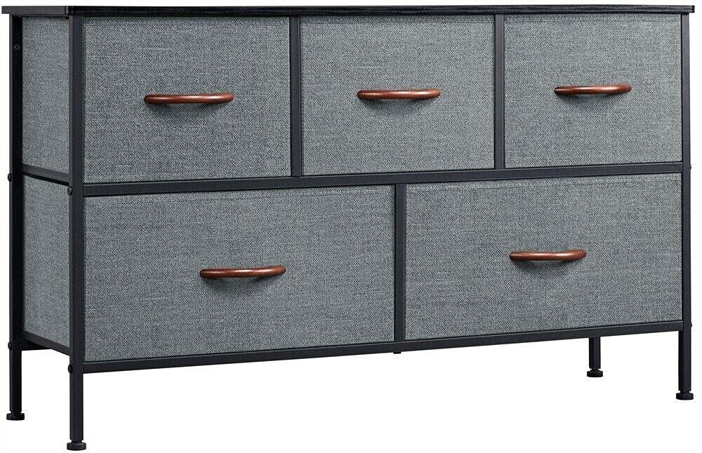 8-Drawer Storage Organizer with Wooden Handles - Dark Gray Dresser for Bedroom, Living Room & Dorm | Space-Saving Chest of Drawers for Clothes, Office Supplies & Home Organization (PayonTY)