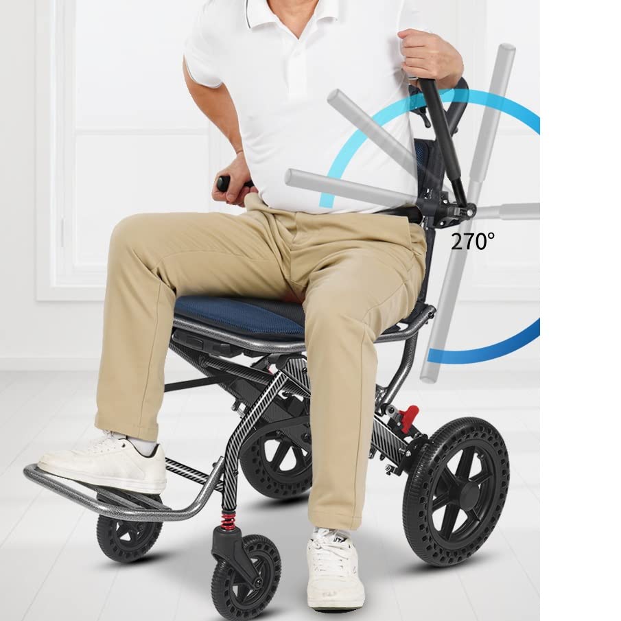 Ultra Lightweight 18 Inch Portable Wheelchair for Adults & Kids - Foldable Travel Wheelchair with Hand Brake for Seniors, Airplane Use & Daily Mobility