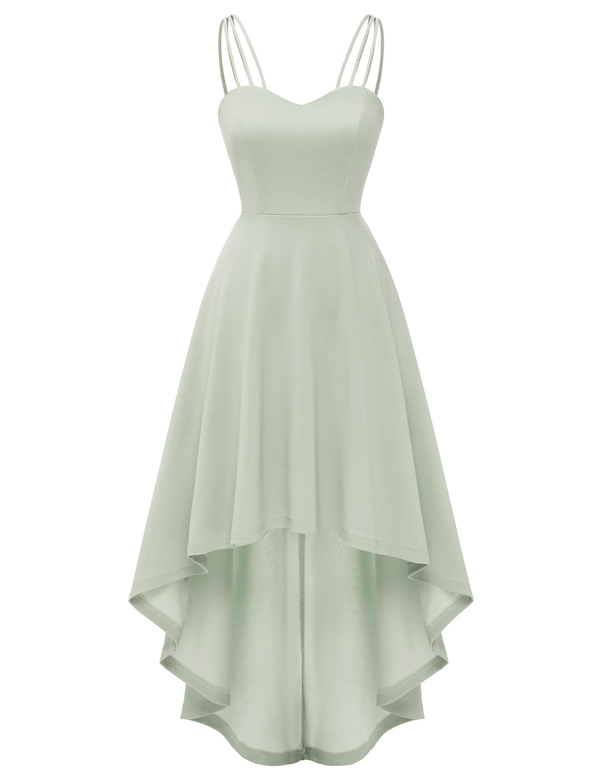 DRESSTELLS Women's Hi-Low Spaghetti Strap Summer Dress - Flowy Flare Cocktail & Wedding Guest Dress for Bridesmaids | Perfect for Beach Parties, Date Nights & Formal Events