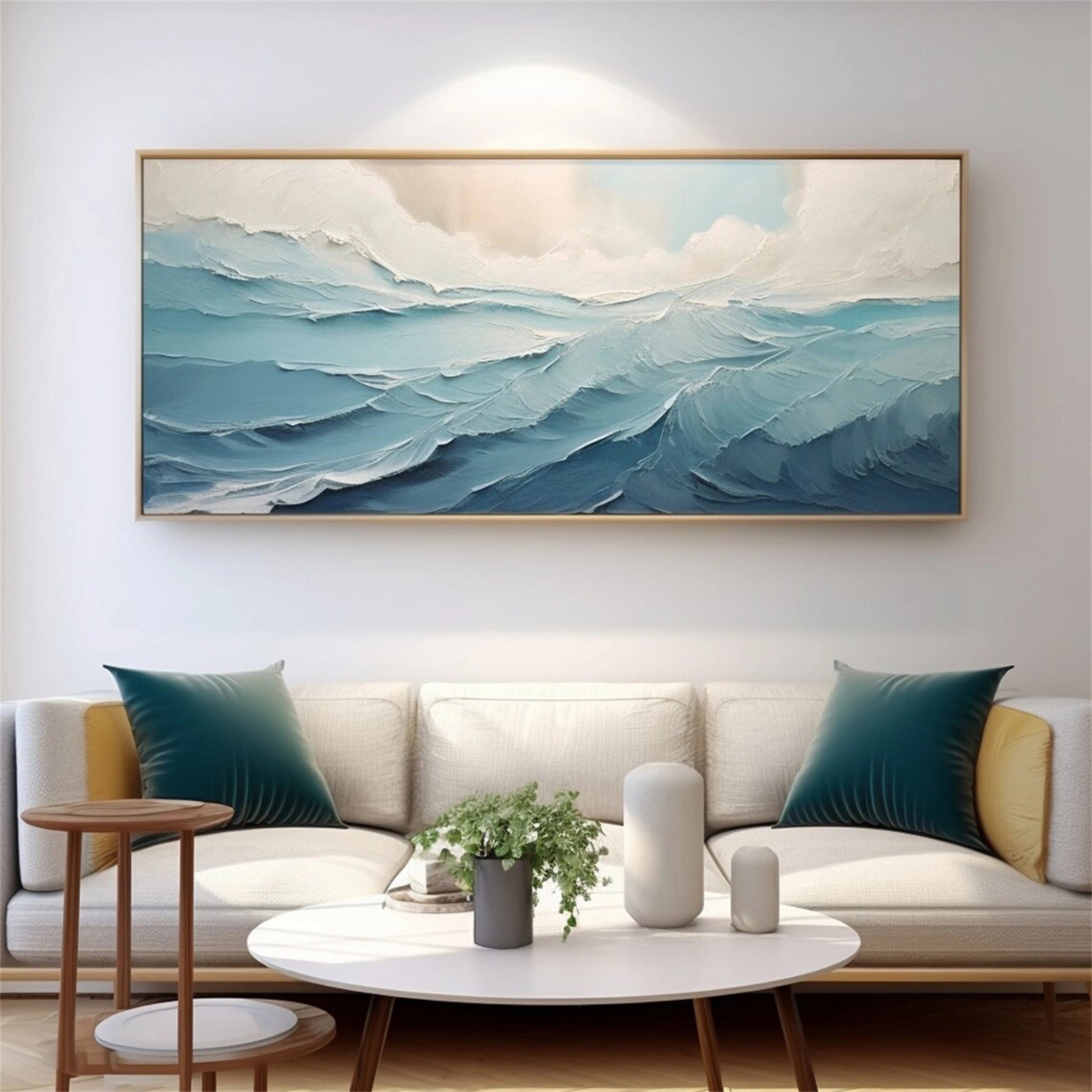 Ocean and Sky Painting #OS 100 - Handmade Canvas Wall Art for Home Decor, Office & Living Room - Perfect for Coastal, Beach House or Nature Inspired Interior Design