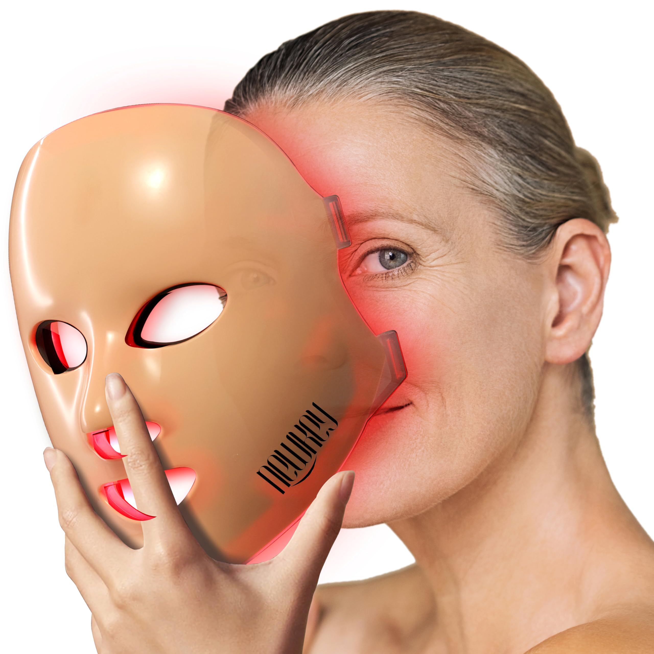 NEWKEY Red Light Therapy Mask for Face Wrinkles & Anti-Aging - 7 Color LED Photon Light Therapy Facial Mask with Adjustable Strap - 20 Minute Treatment for Skin Rejuvenation - Perfect for Home Spa & Skincare Routine