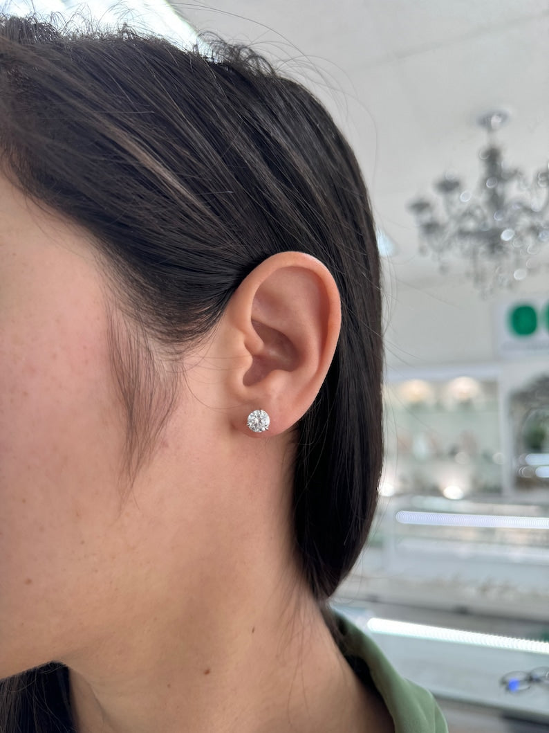 2.0tcw 14K Gold Round Cut Lab Grown Diamond Stud Earrings - High Quality Brilliant Studs for Women, Perfect for Weddings, Anniversaries & Everyday Elegance