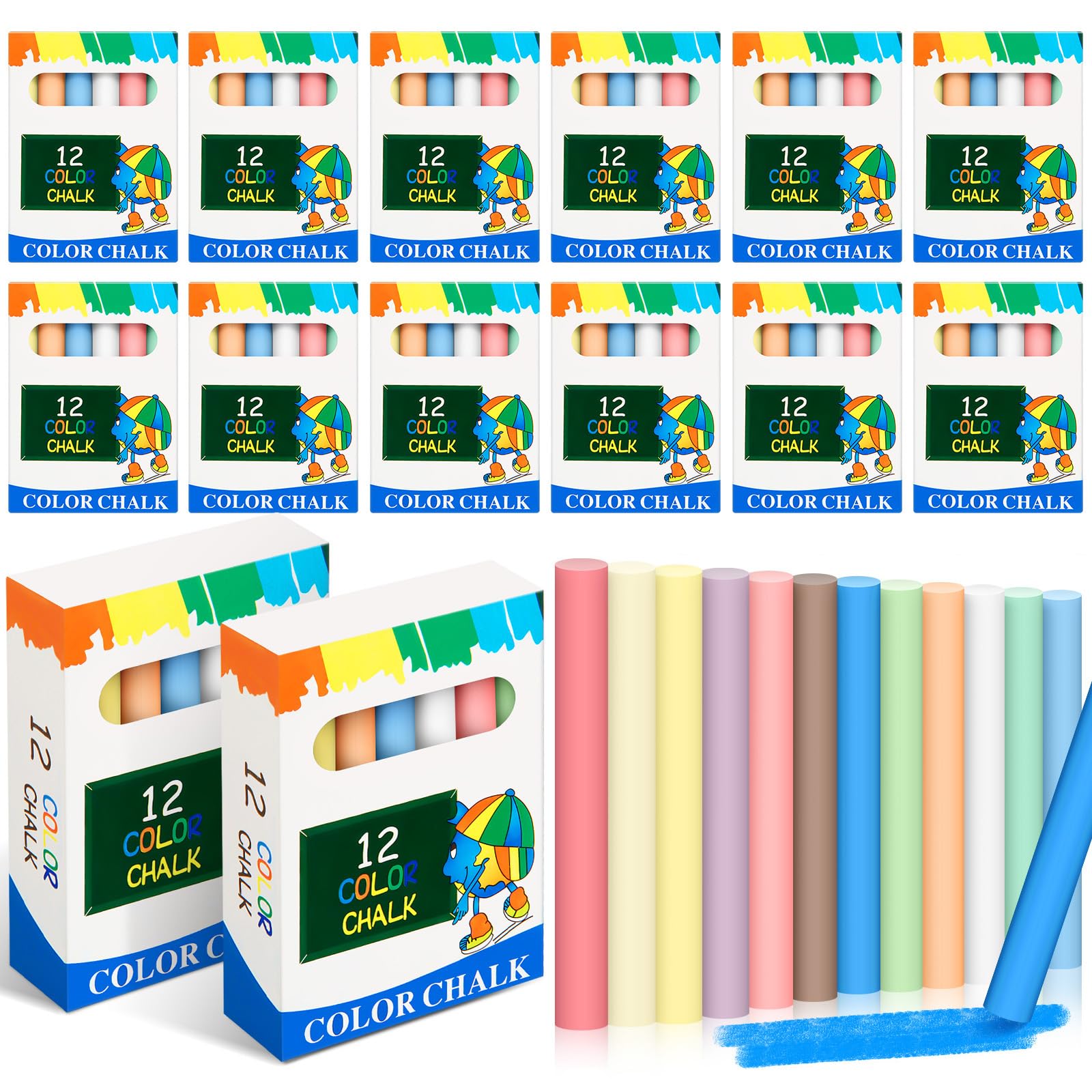 Yeaqee 600-Piece Low Dust Colored Chalk Set - Non-Toxic Chalk Sticks for Chalkboard & Blackboard - Bulk School Supplies for Teachers & Kids - Perfect for Classroom Prizes, Gifts & Goody Bag Fillers - Ideal for School Activities, Art Projects & Educational Games