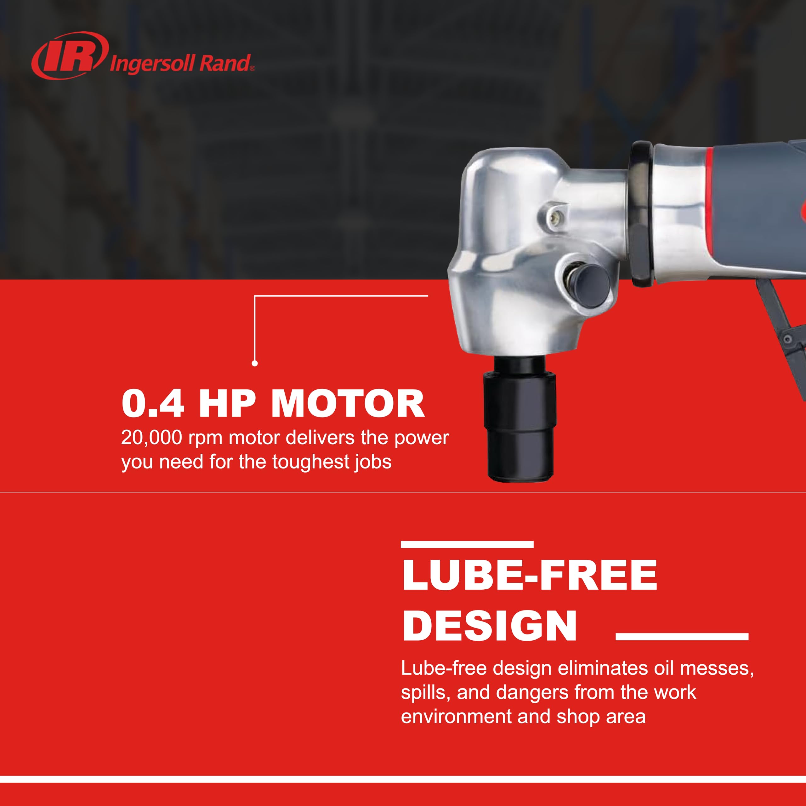 Ingersoll Rand 5102MAX Right Angle Air Die Grinder – 0.4 HP, 20,000 RPM, Ergonomic Grip, Lightweight Design with Spindle Lock (Grey) – Perfect for Metalworking, Automotive Repair & DIY Projects