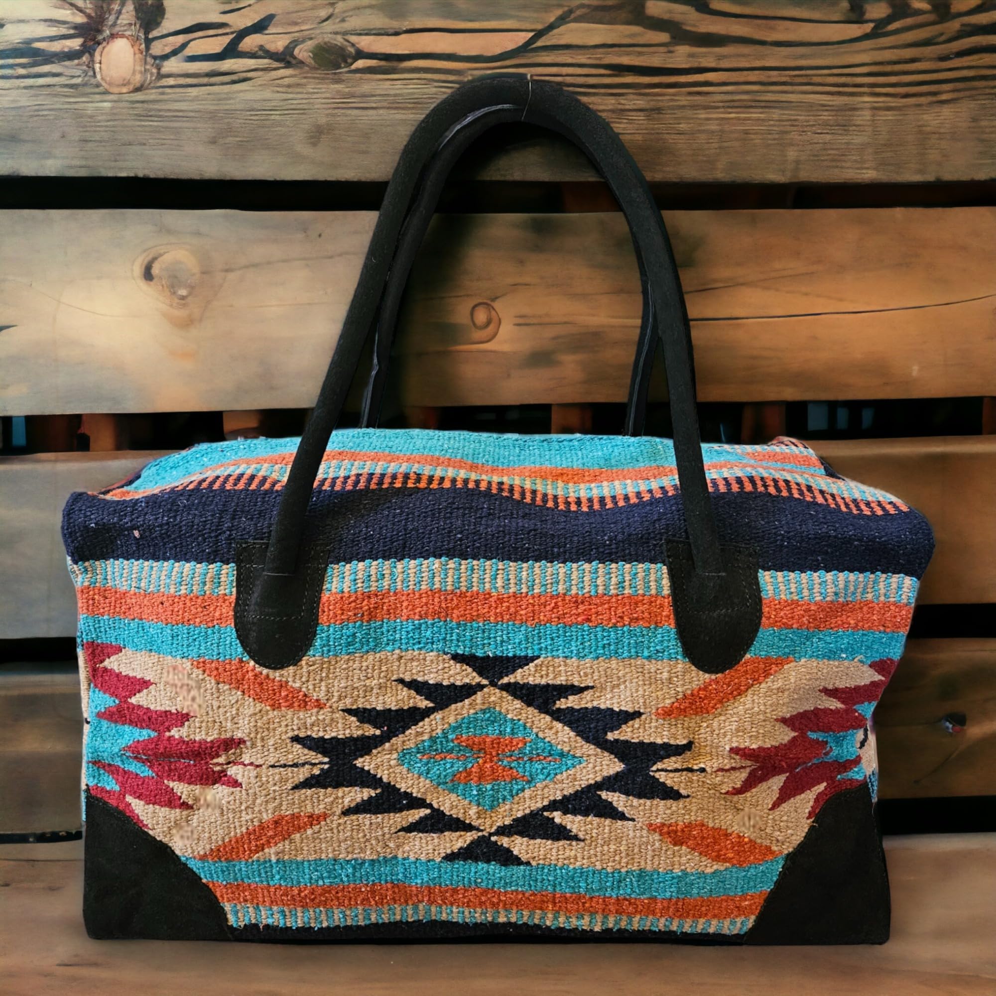 Southwestern Large Weekender Travel Bag - Western Duffle Bag for Women & Men - Boho Style Carry On Bag (Cheyenne Pattern) - Perfect for Weekend Getaways, Gym, Beach Trips & Air Travel