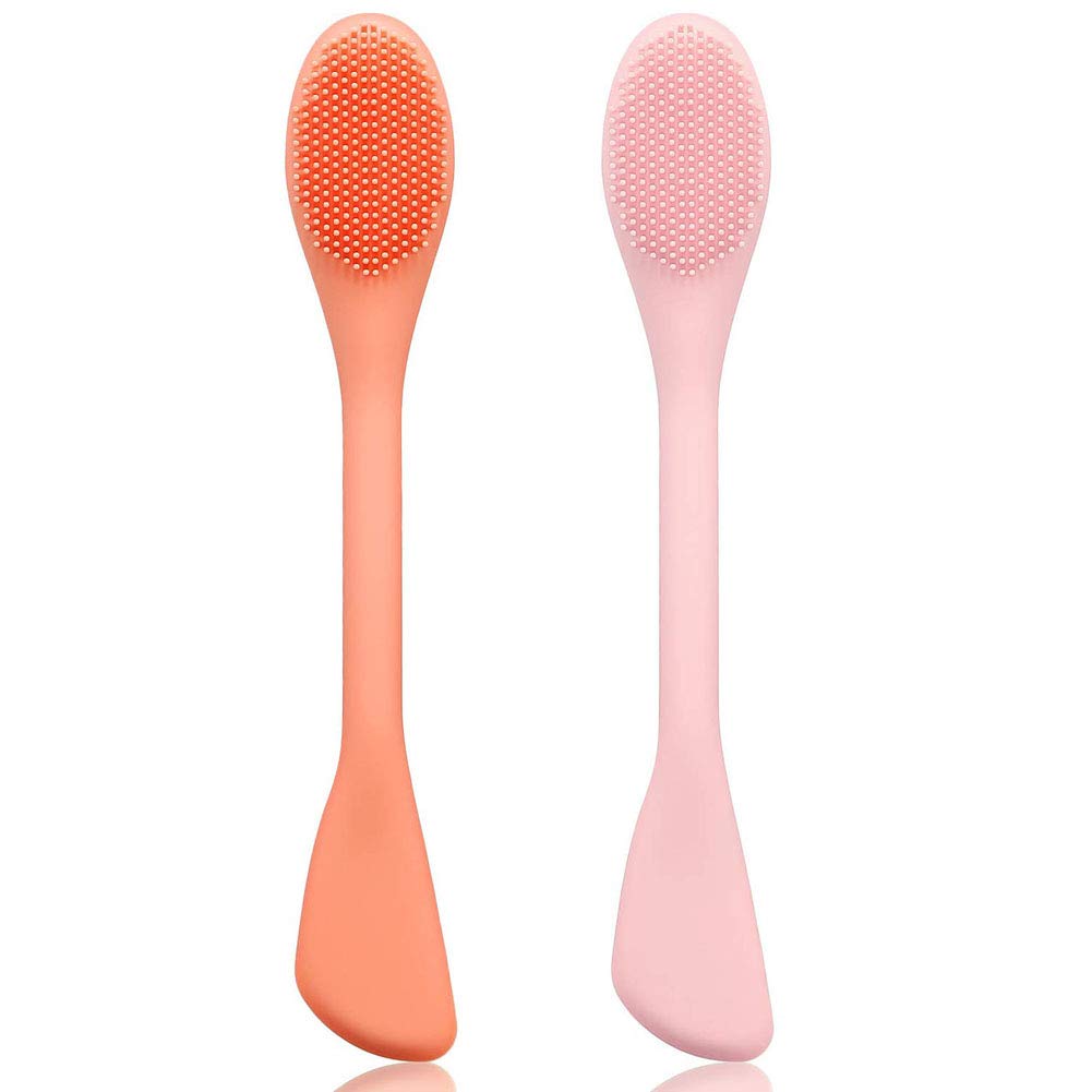 Double Head Silicone Face Mask Brush - 2-in-1 Makeup Applicator & Facial Cleansing Brush for Pore Cleaning, Skin Care & Beauty Routine - Perfect for Applying Masks, Serums & Exfoliating