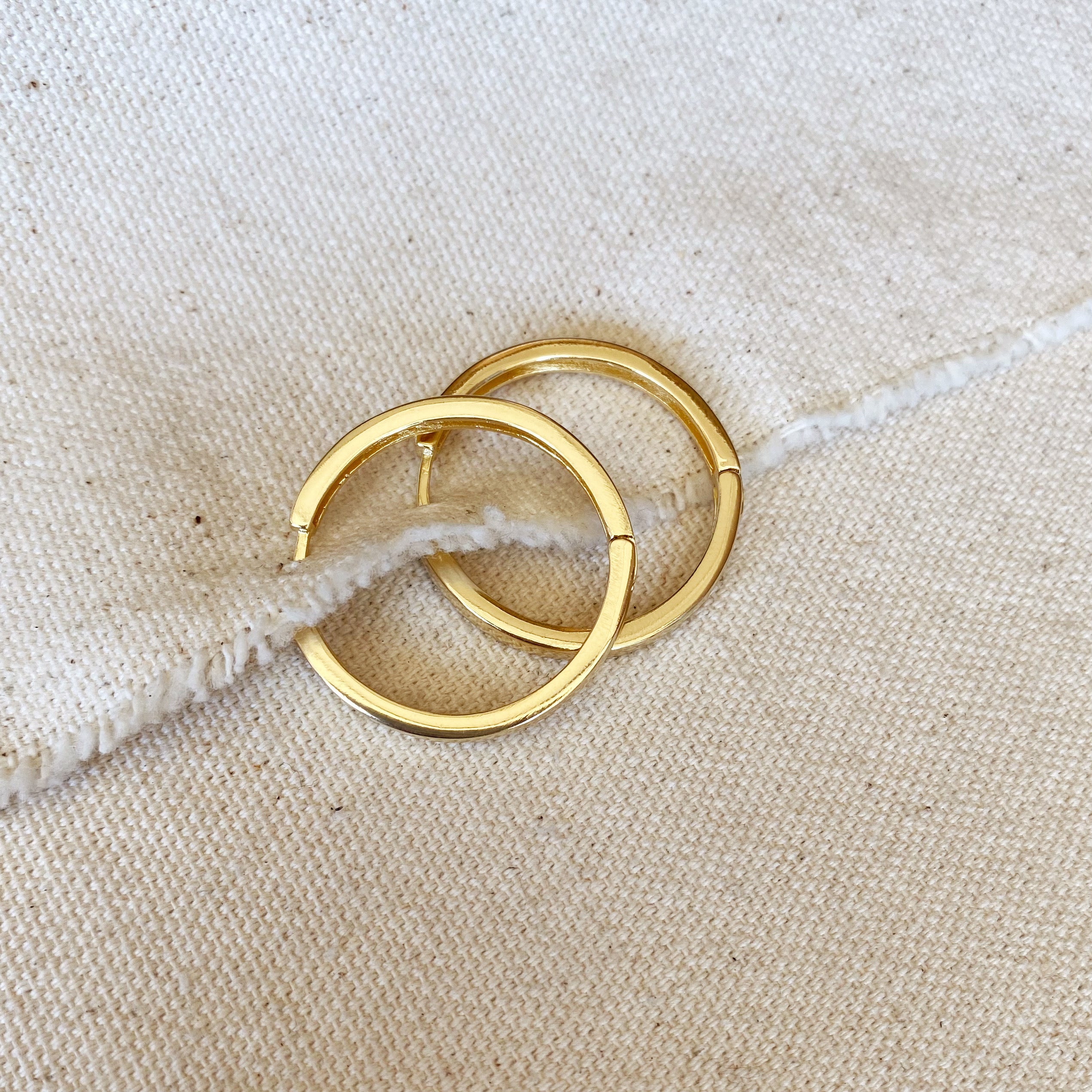 18K Gold Filled Flat Hoop Earrings for Women - Classic Minimalist Dainty Everyday Jewelry - Perfect for Work, Date Night & Special Occasions